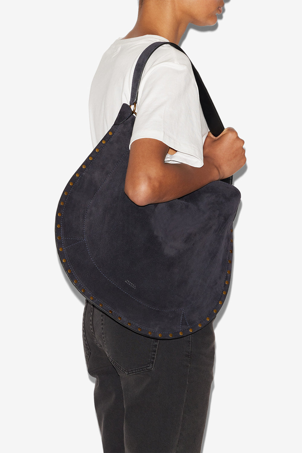 Oskan hobo soft suede calfskin leather bag - Black - Woman - 2