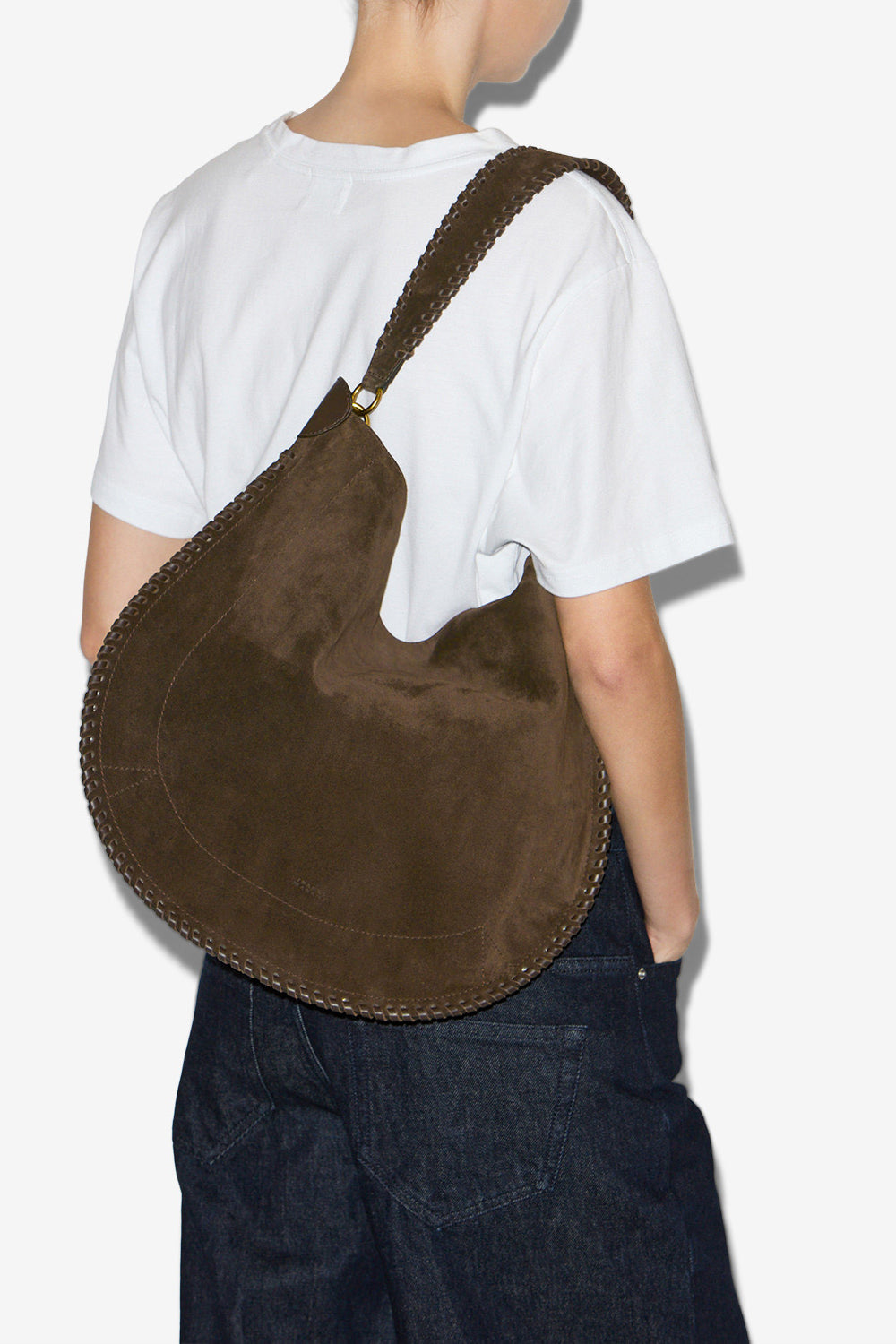 Oskan hobo soft suede calfskin leather bag - Bronze - Woman - 4