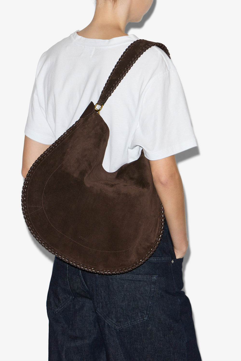 Oskan hobo soft suede leather bag - Coffee - Woman - 4