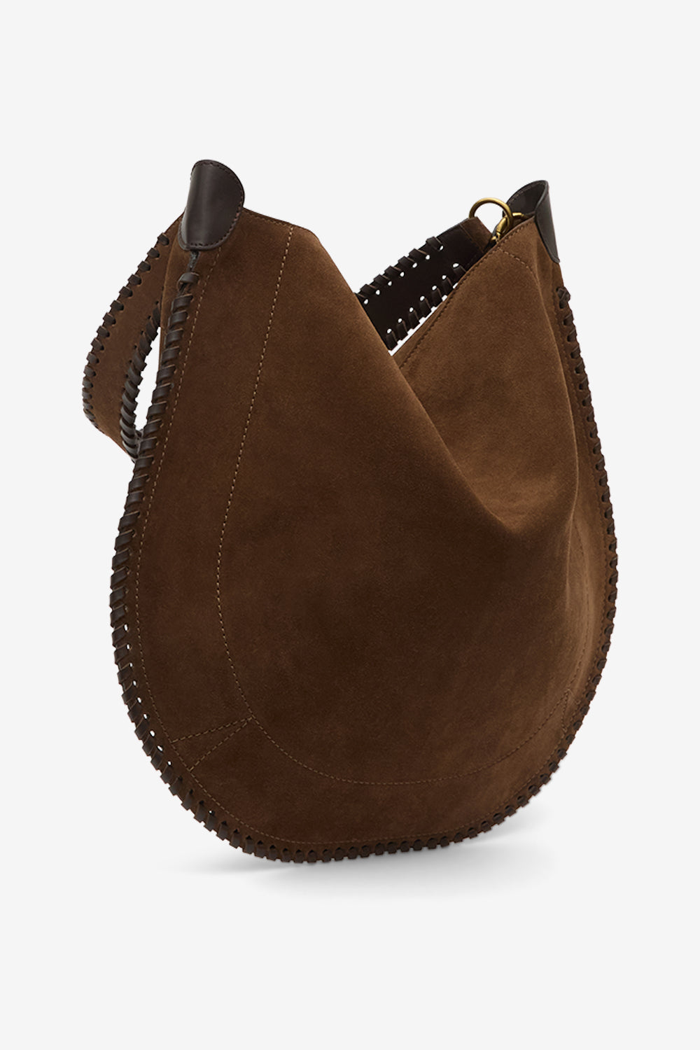 Oskan hobo soft braided suede calfskin leather bag - Chocolate - Woman - 5