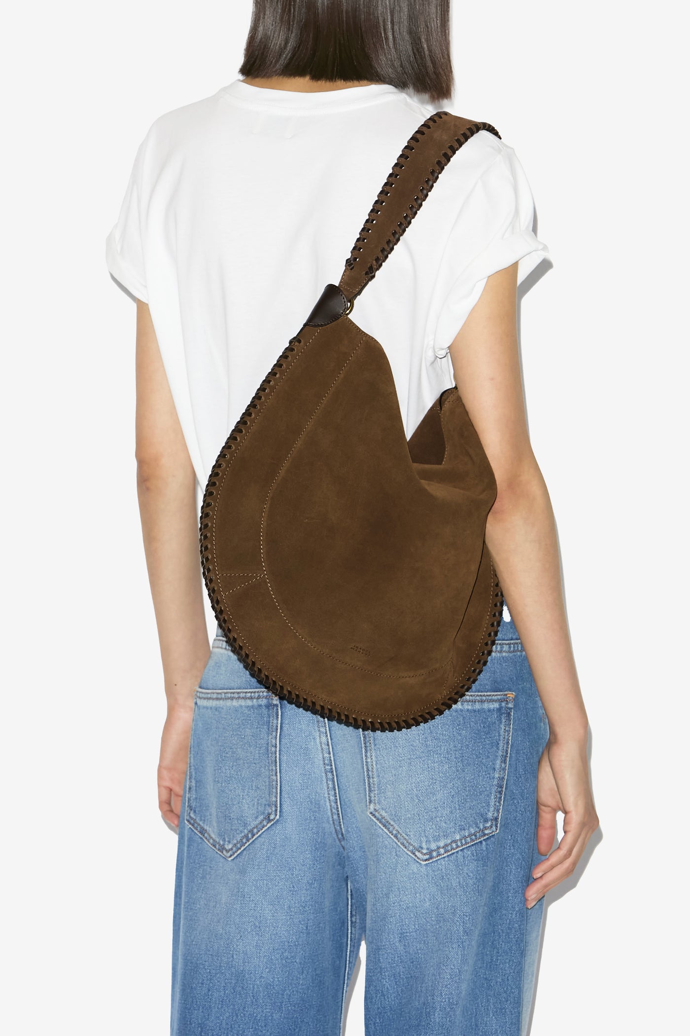 Oskan hobo soft braided suede calfskin leather bag - Chocolate - Woman - 2