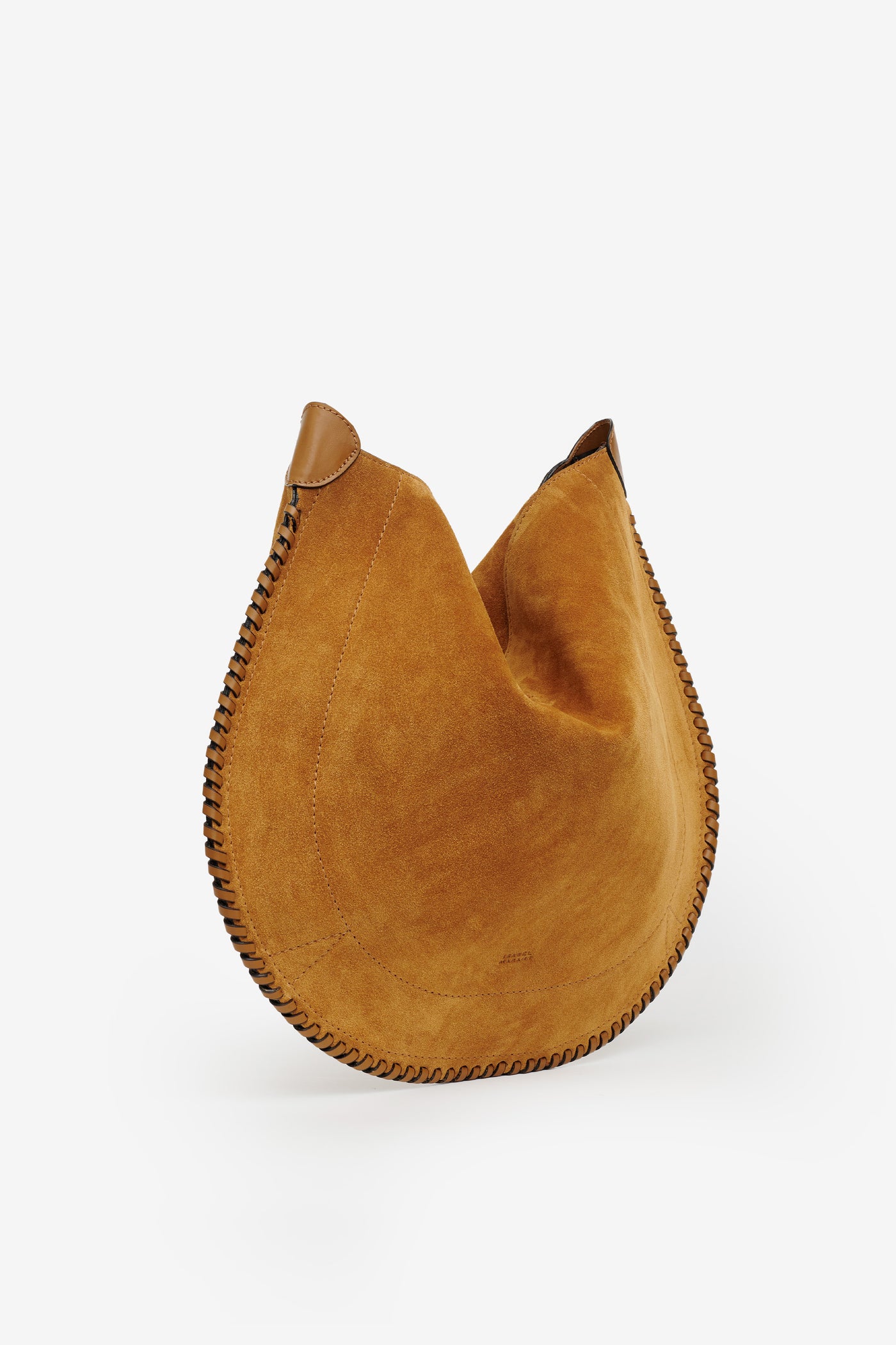 Oskan hobo soft bag in braided suede calfskin leather - Cognac - Woman - 5