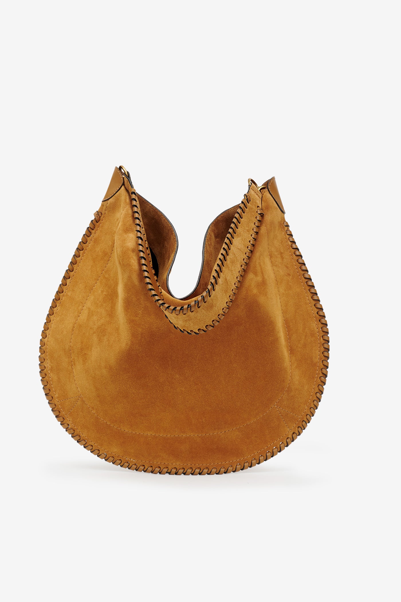 Oskan hobo soft bag in braided suede calfskin leather - Cognac - Woman - 3