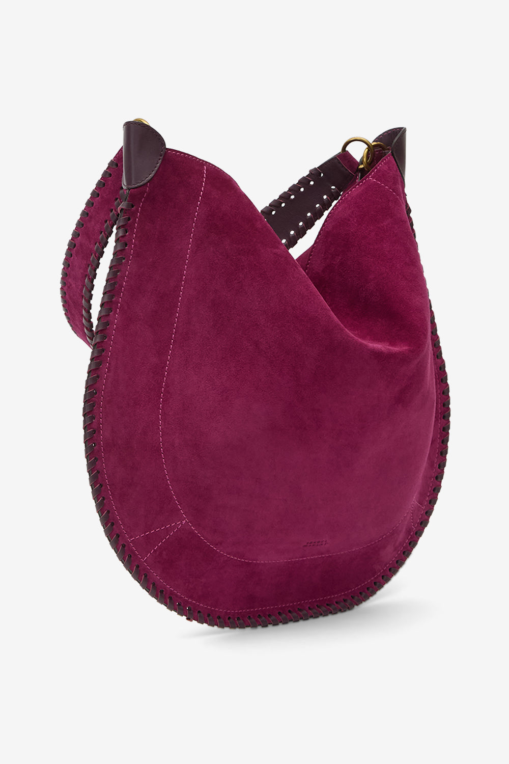 Oskan hobo soft braided suede calfskin leather bag - Plum - Woman - 5