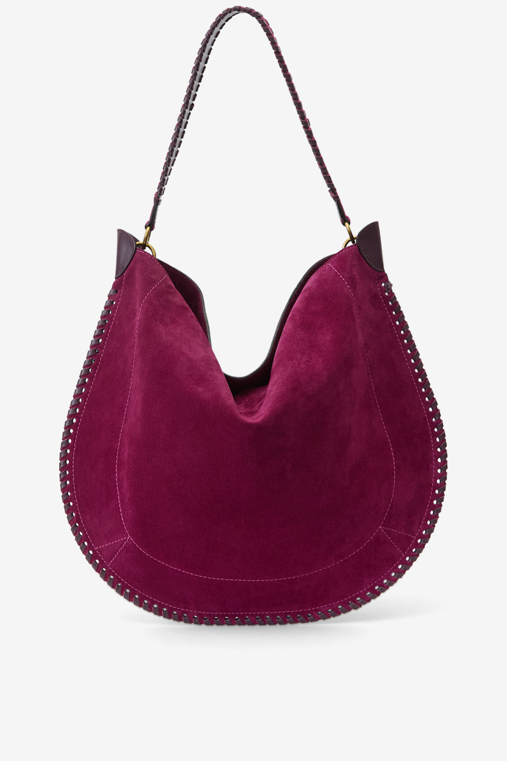 Oskan hobo soft braided suede calfskin leather bag - Plum - Woman - 3