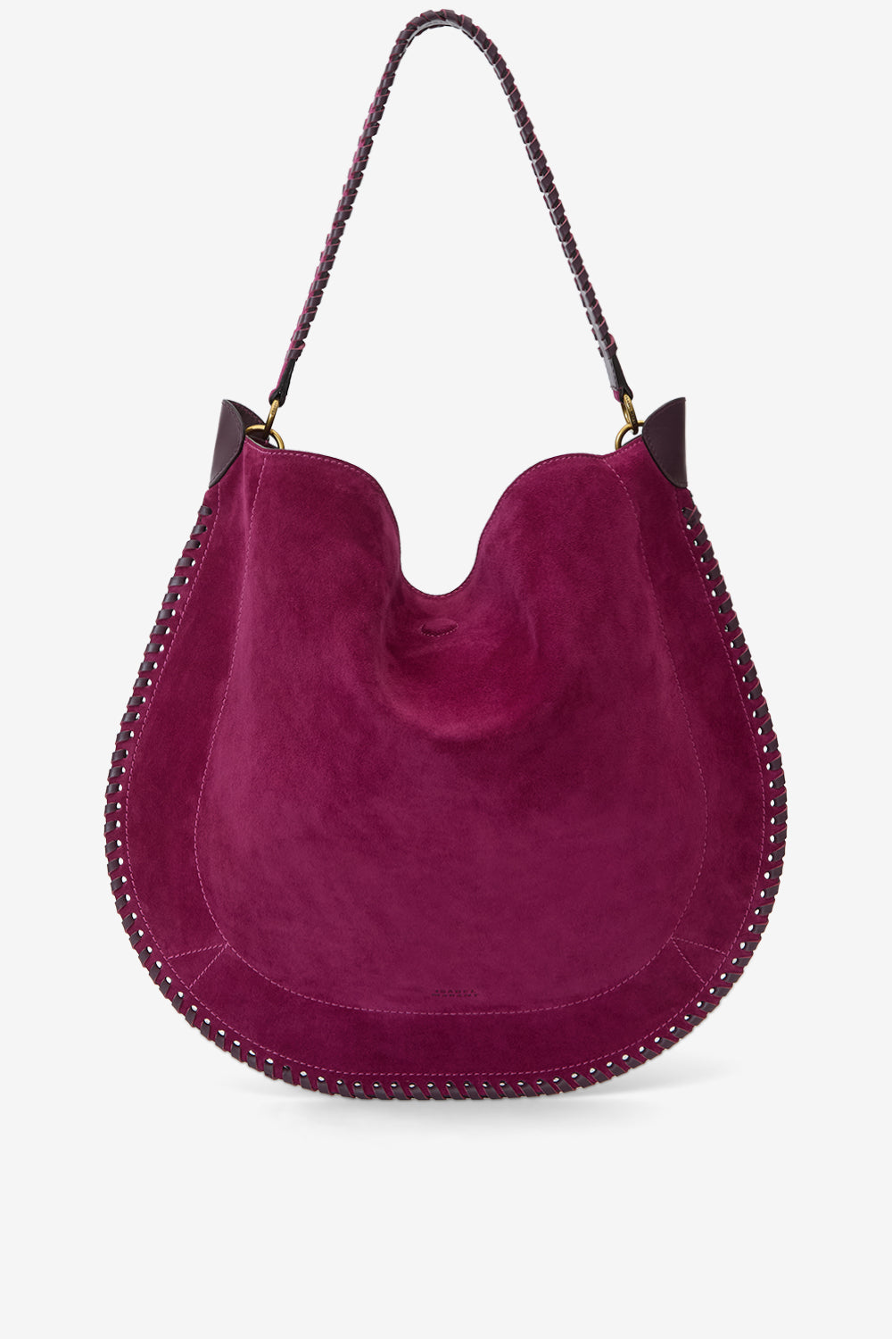 Oskan hobo soft braided suede calfskin leather bag - Plum - Woman - 1