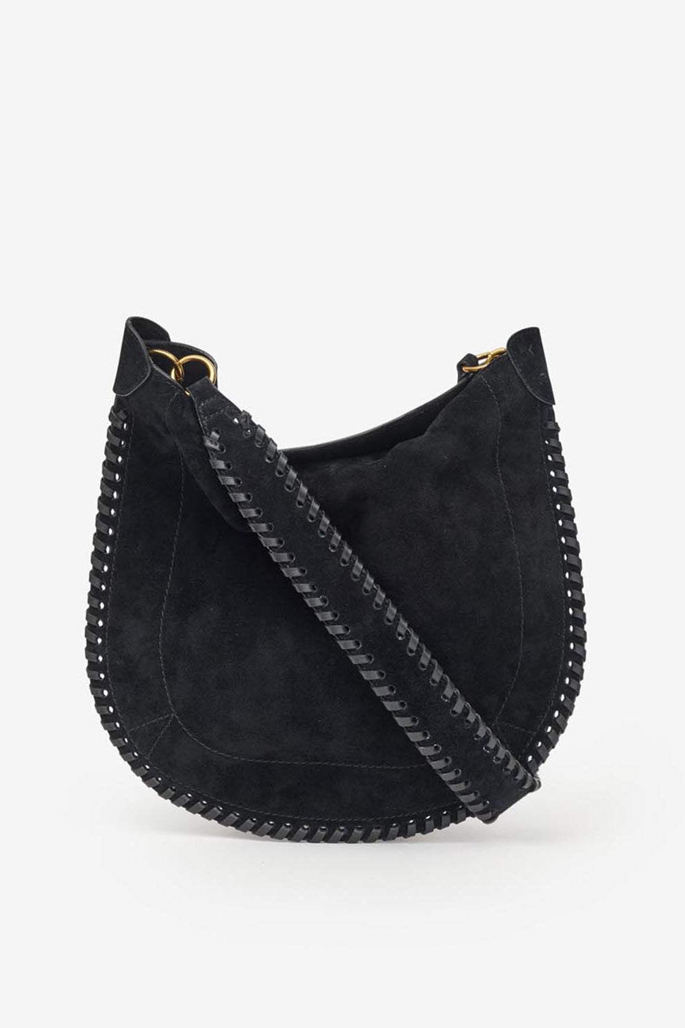 Oskan soft bag in braided suede calfskin leather - Black - Woman - 2
