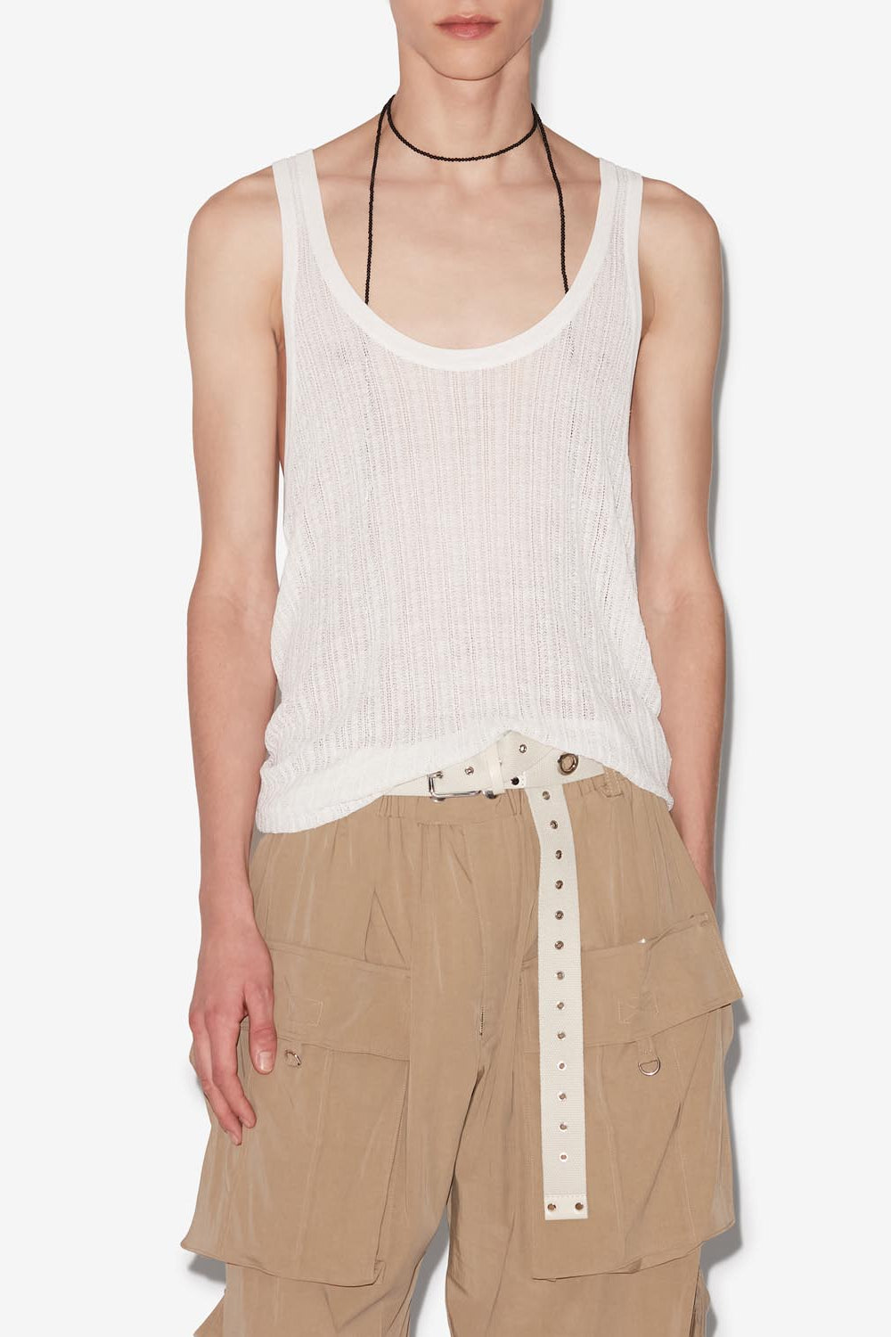 Haut en maille transparent dan - Blanc - Man - 5