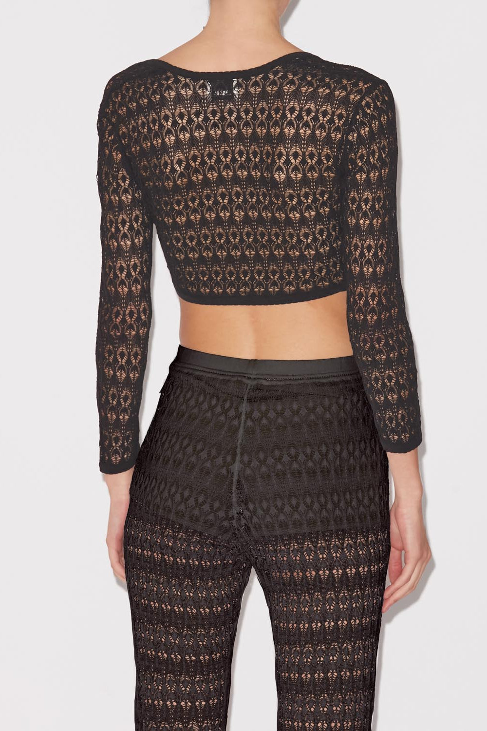 Paula short openwork knit sweater - Black - Woman - 5