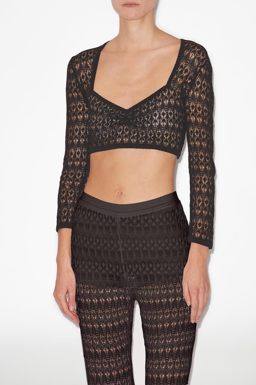 Paula short openwork knit sweater - Black - Woman - 4