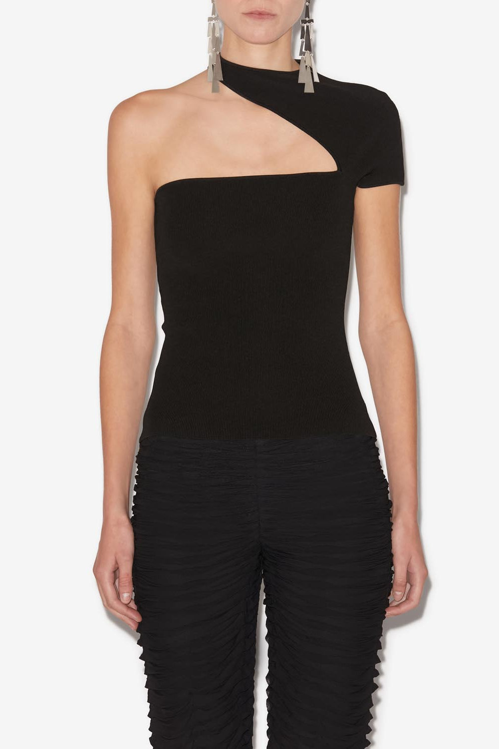 Osira asymmetrical jersey sweater - Black - Woman - 4