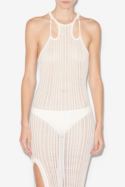 Deborah long slit dress - White - Woman - 5