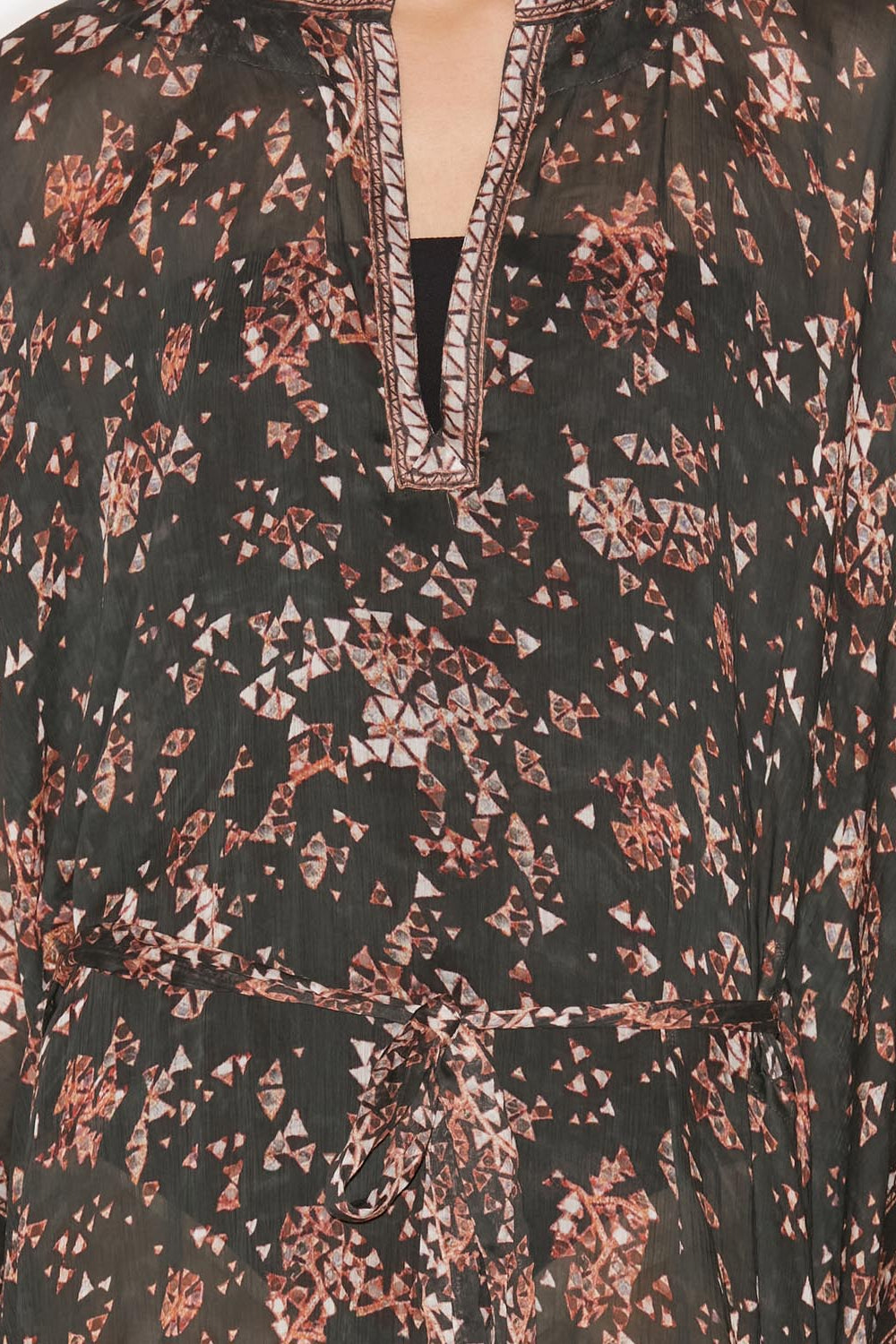 Amira long printed dress - Black - Woman - 3