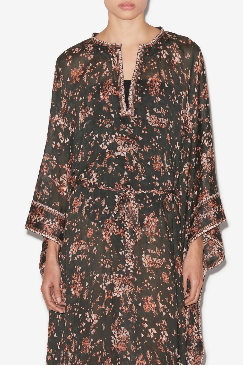 Amira long printed dress - Black - Woman - 4