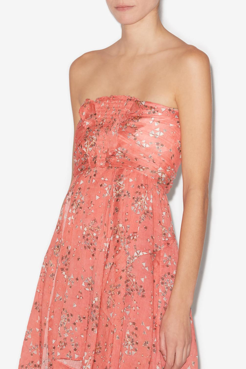 Amanda short strapless printed dress - Shell pink - Woman - 3