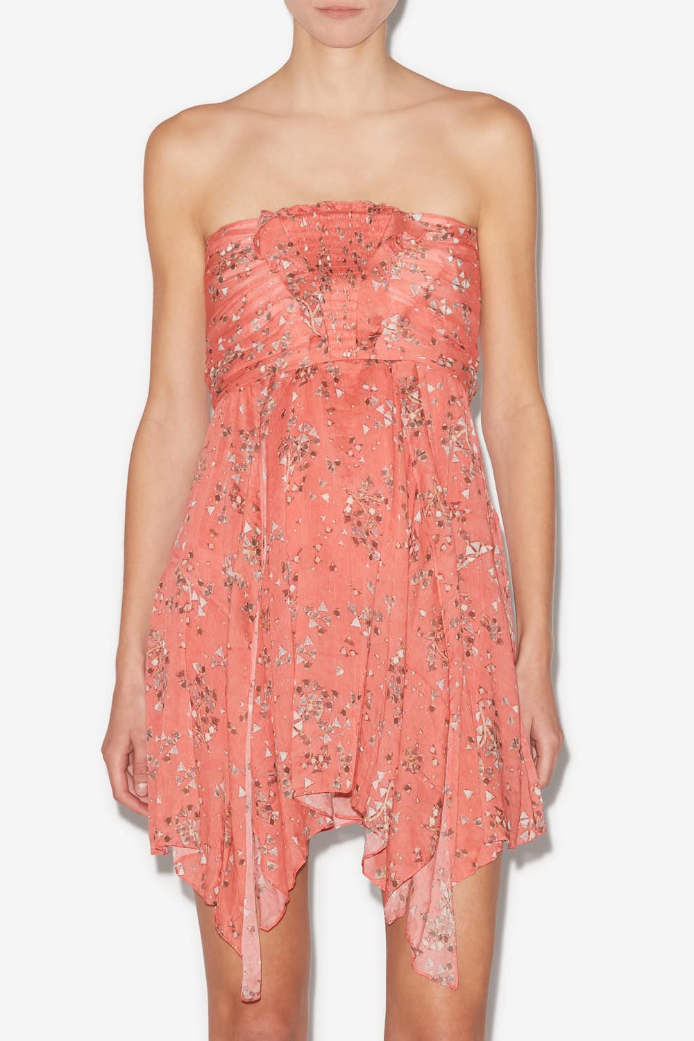 Amanda short strapless printed dress - Shell pink - Woman - 4
