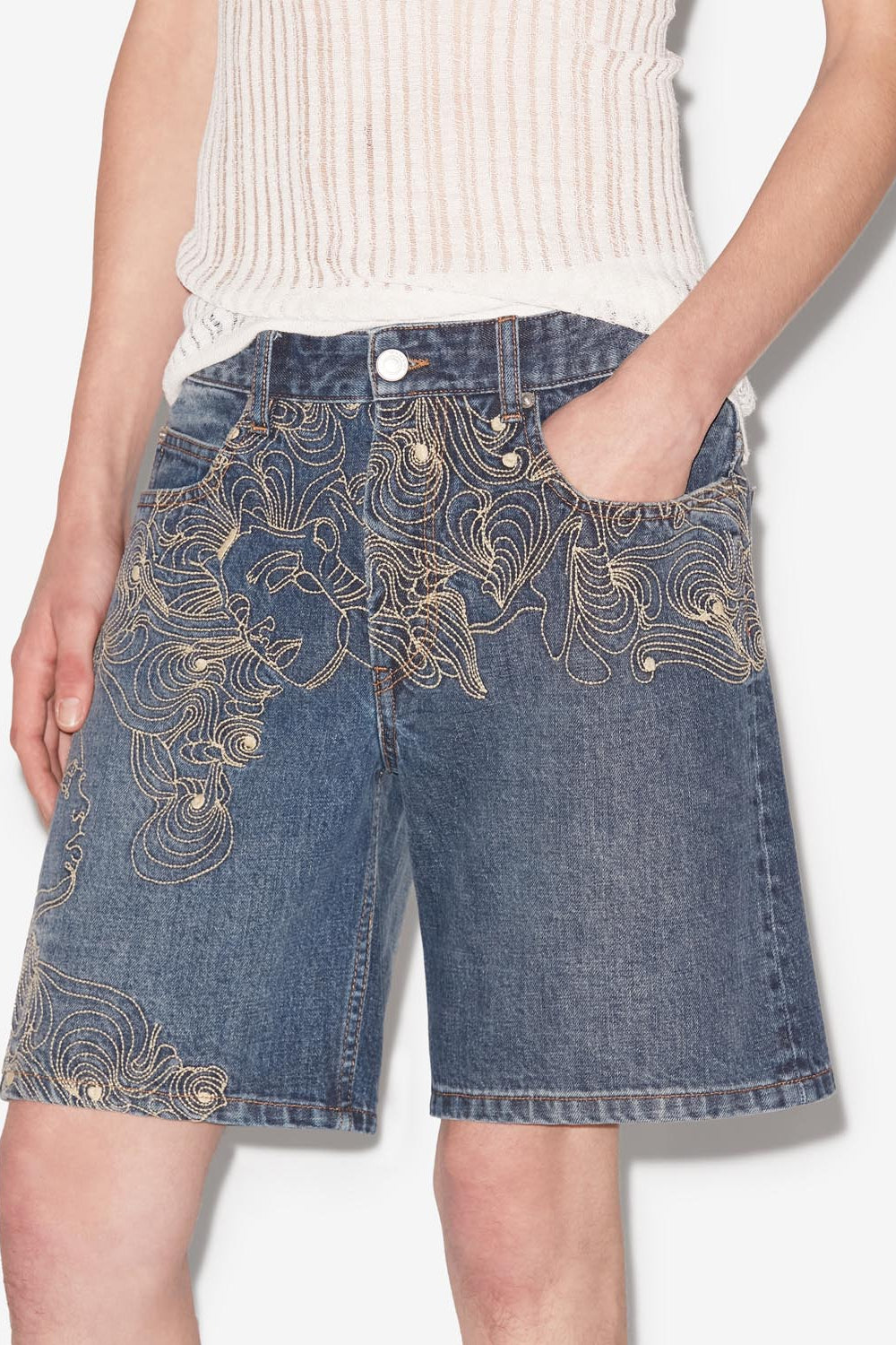 Short brodé en denim jerryl - Bleu - Man - 5