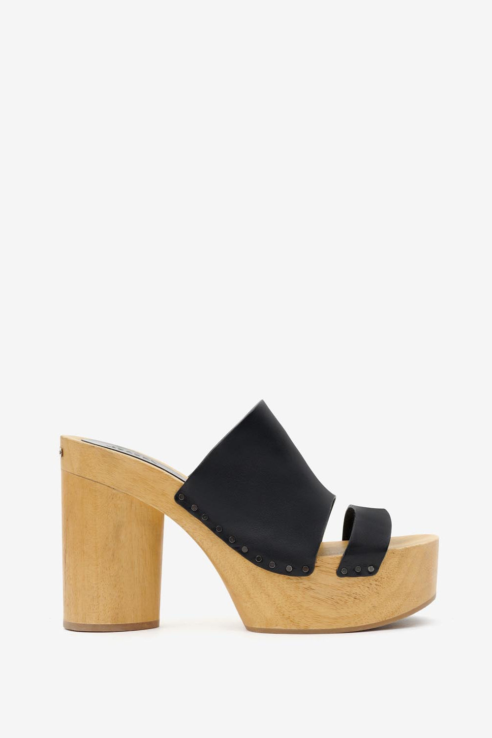 Hyun high-heeled leather clogs - Black - Woman - 1