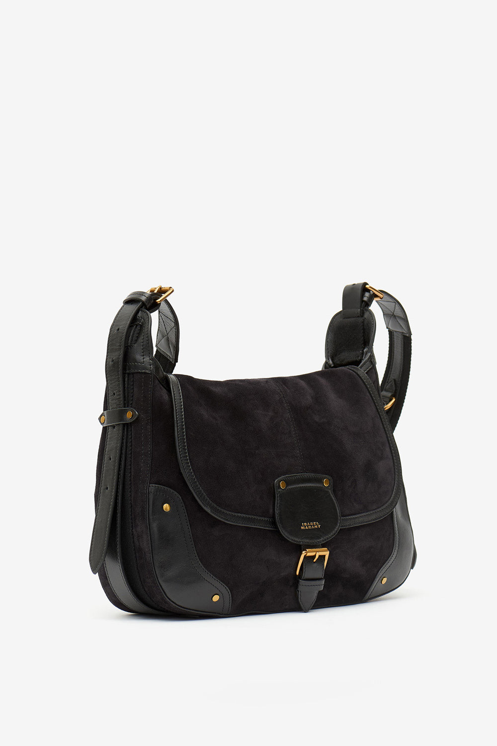 Sierra suede leather messenger bag - Black - Woman - 5