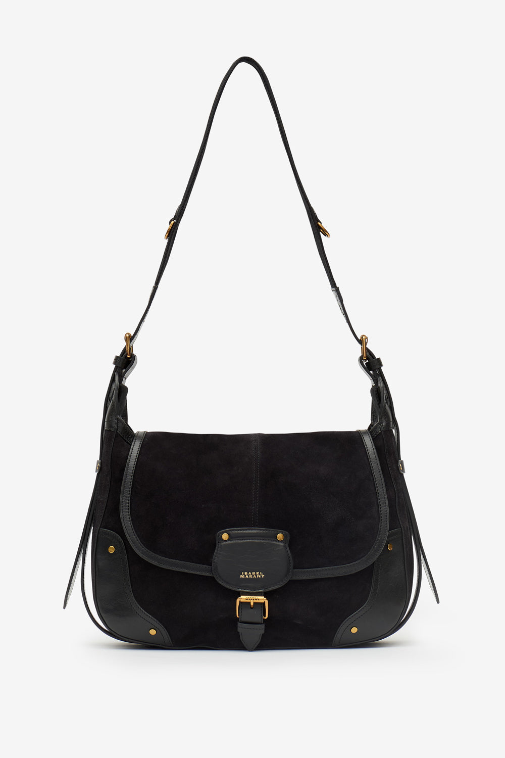Sierra suede leather messenger bag - Black - Woman - 6