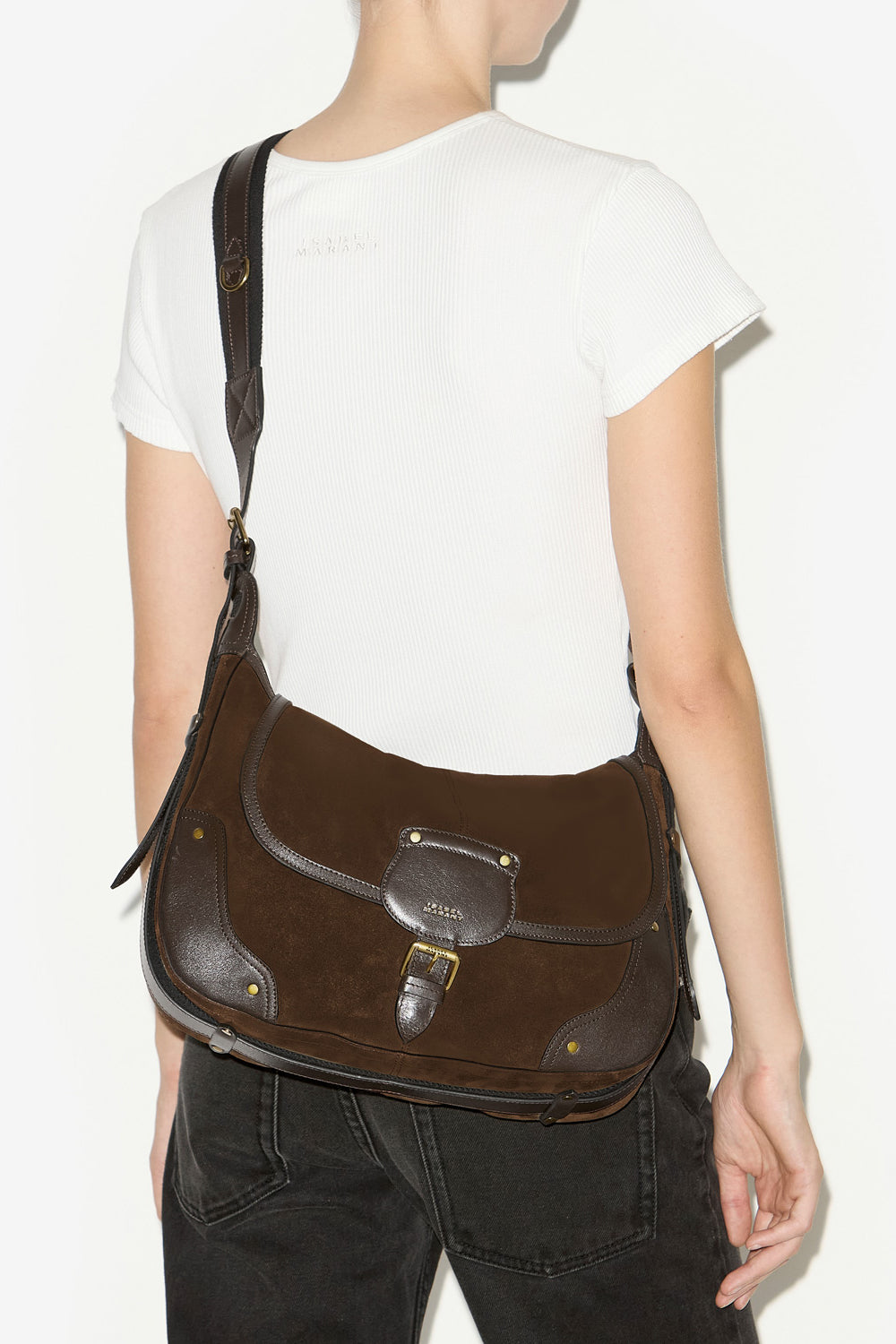 Sierra suede leather messenger bag - Bronze - Woman - 7