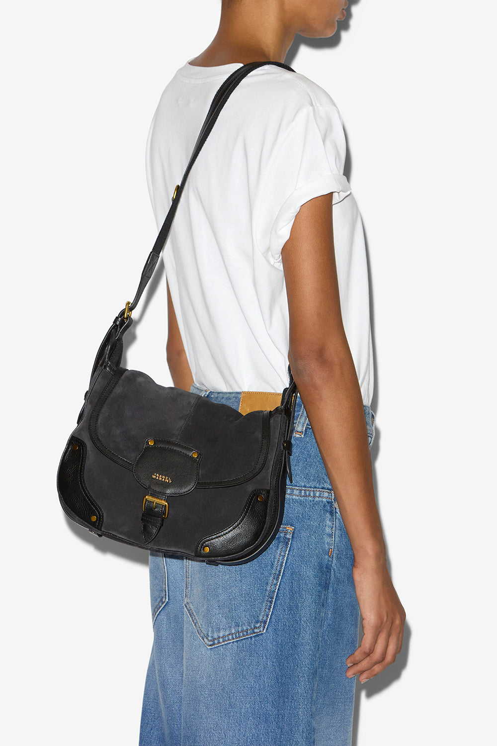 Sierra s suede calfskin leather messenger bag - Black - Woman - 2