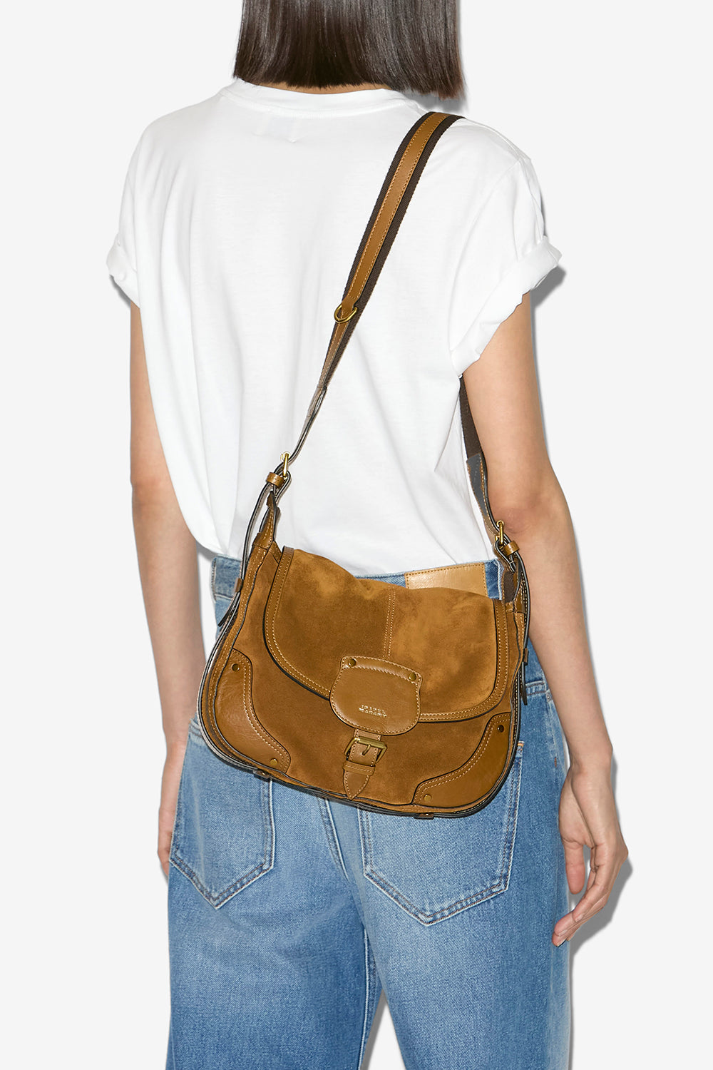 Sierra s suede calfskin leather messenger bag - Cognac - Woman - 2