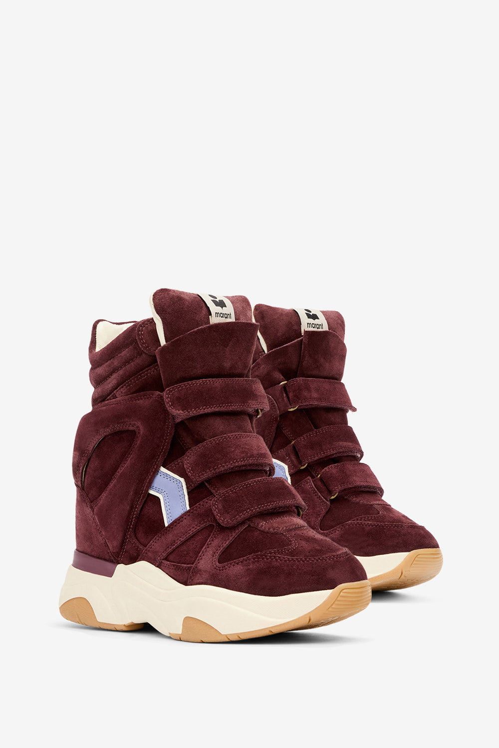 Balskee high-top wedge suede calfskin leather sneakers - Plum-lavender - Woman - 3