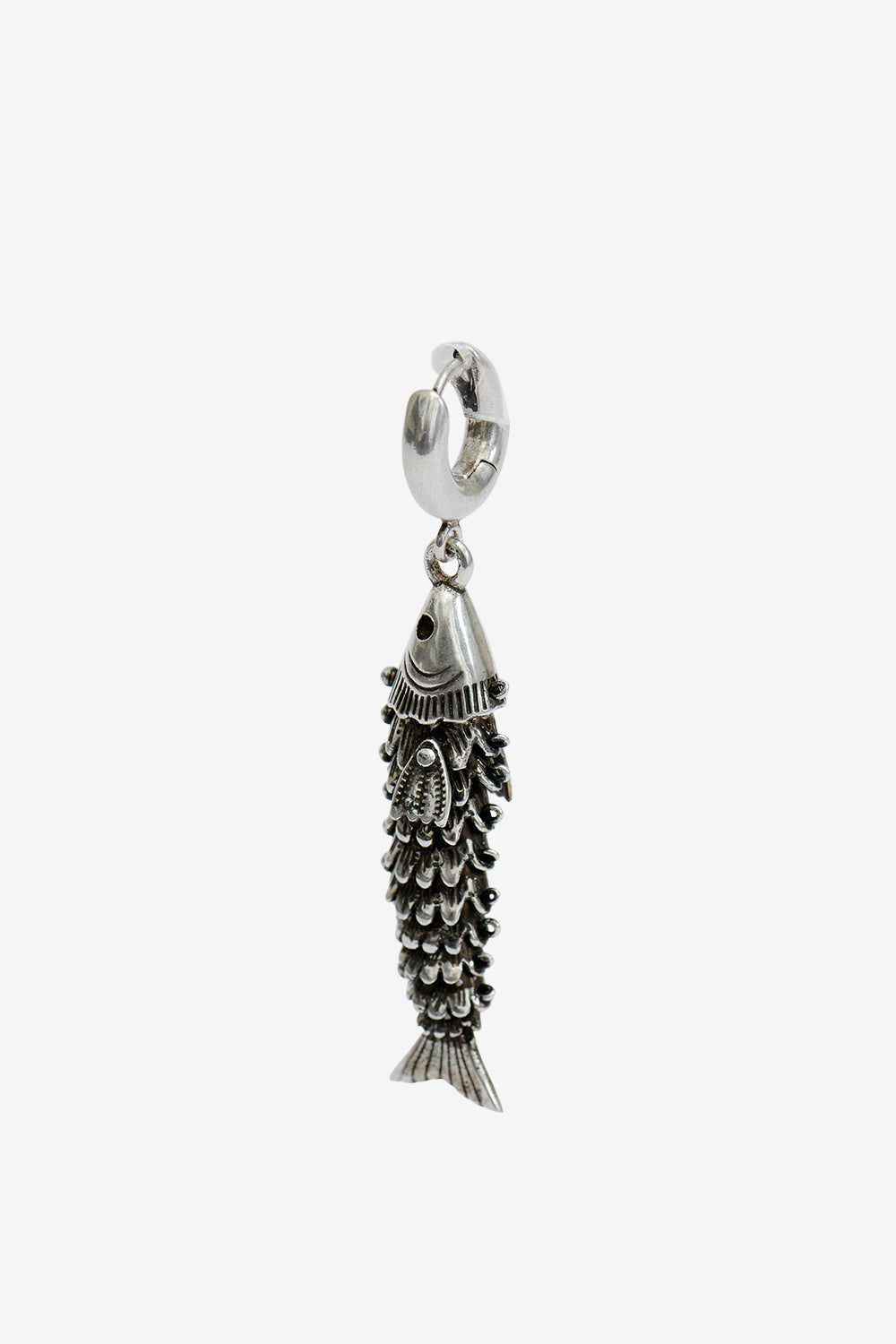 River man fish-shaped pendant earring - Silver - Man - 1