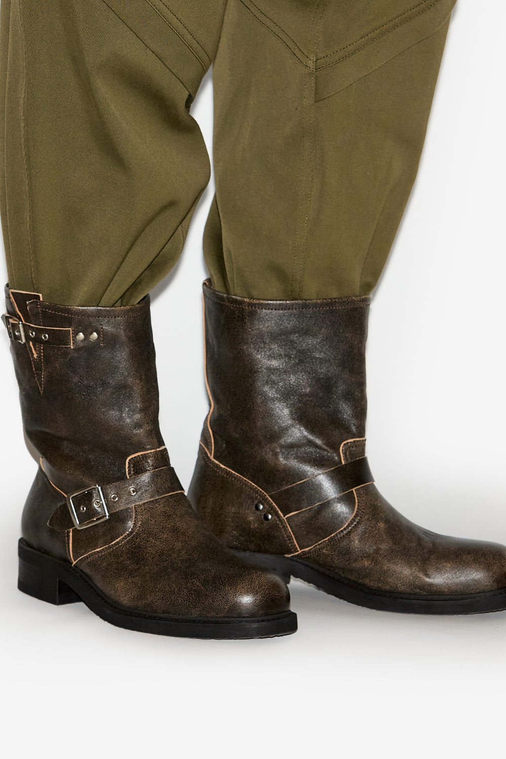 Gazio biker boots in vintage style leather - Vintage brown - Man - 2