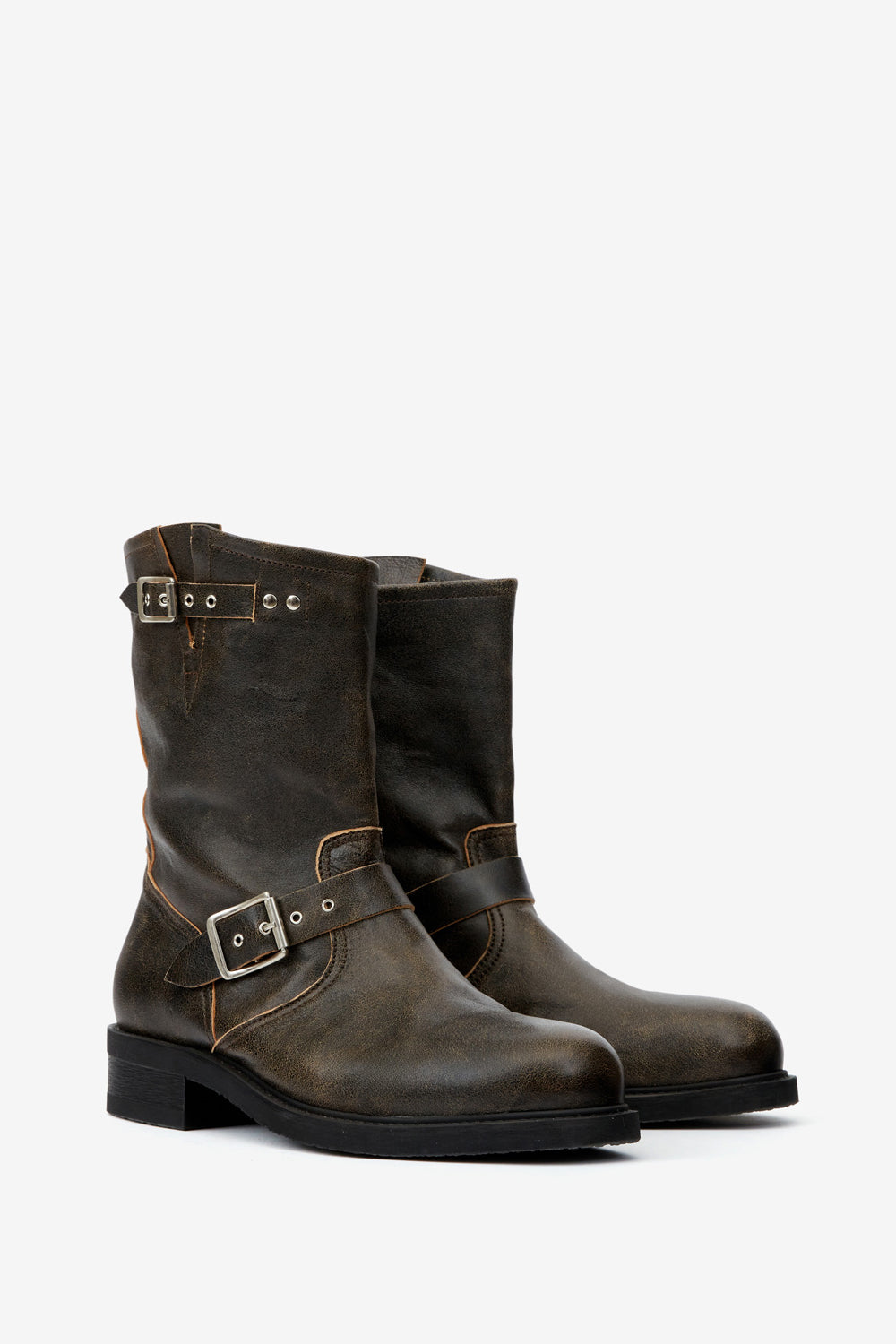 Gazio biker boots in vintage style leather - Vintage brown - Man - 3