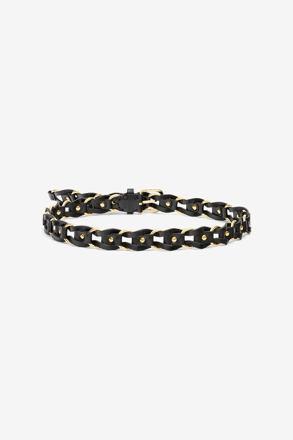 Cintura bali in pelle e metallo intrecciati - Black and gold - Woman - 3