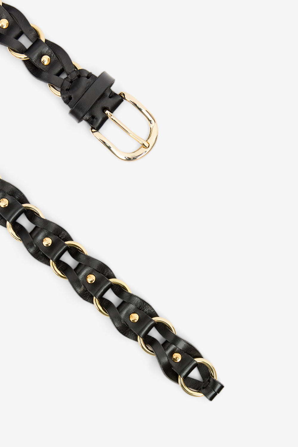 Cintura bali in pelle e metallo intrecciati - Black and gold - Woman - 4