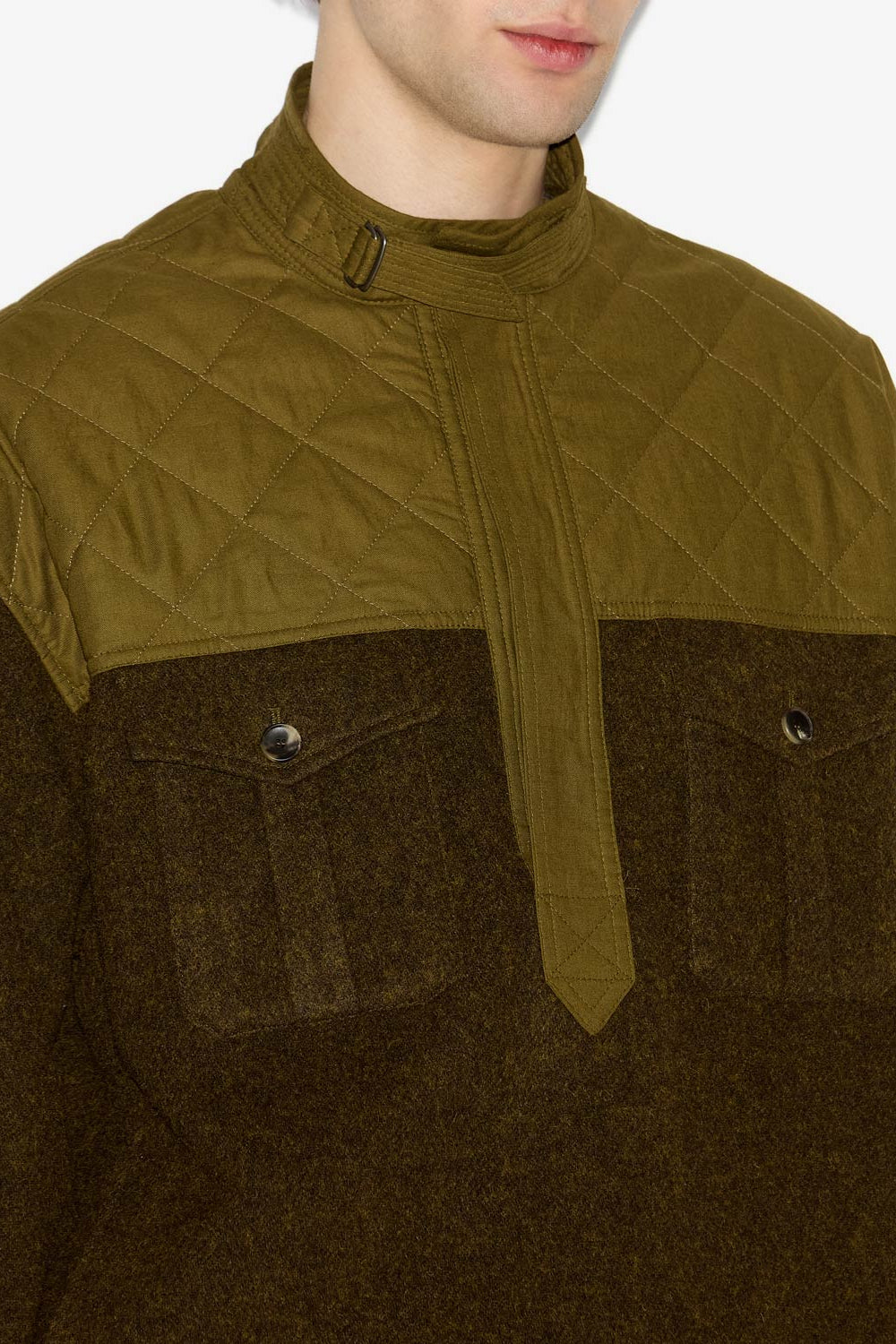 Pullover stiven aus materialmix mit langen ärmeln - Dark khaki - Man - 3