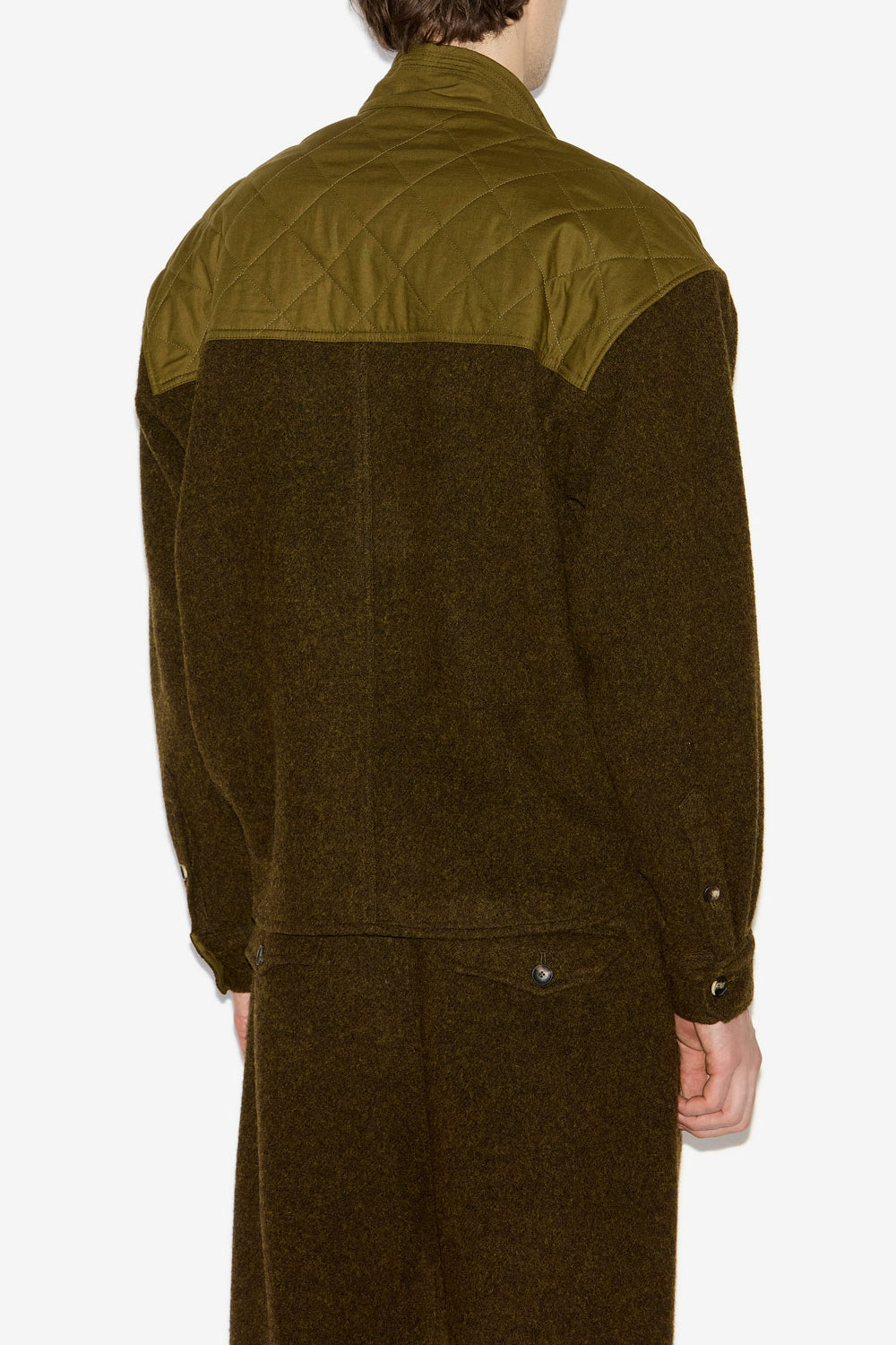 Pullover stiven aus materialmix mit langen ärmeln - Dark khaki - Man - 5