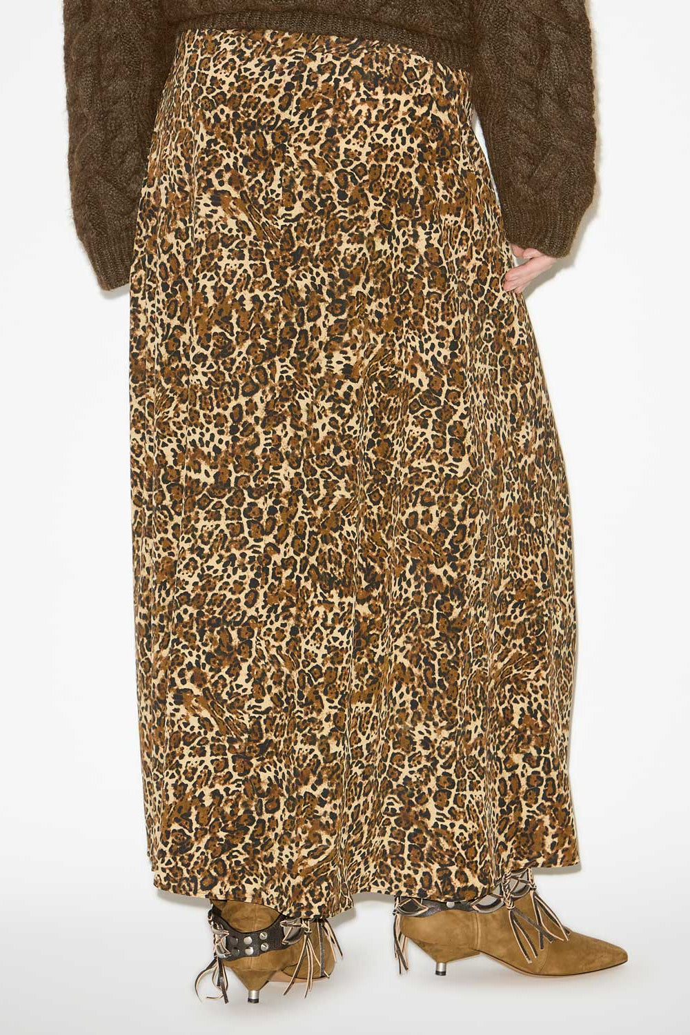 Sakura long printed silk skirt - Leopard - Woman - 5