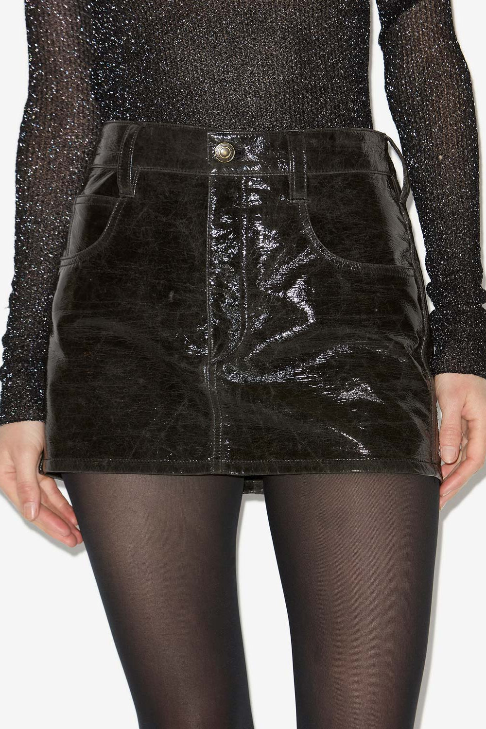 Laviana vinyl mini skirt - Vintage grey - Woman - 4