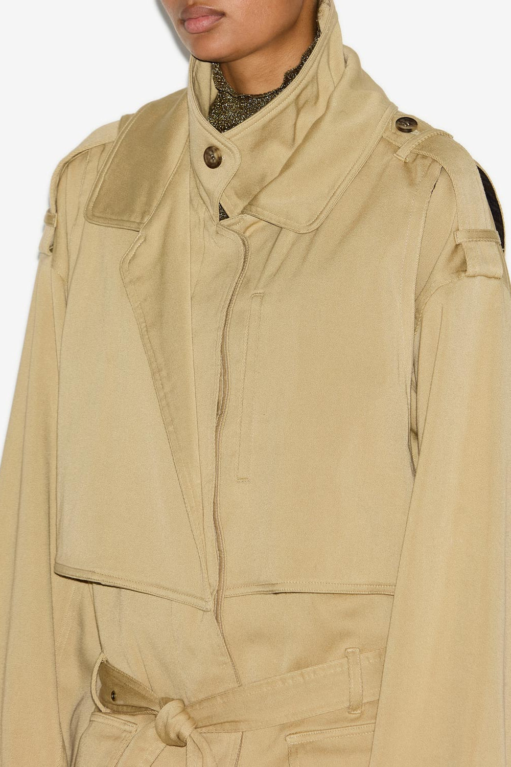 Jovana mid-length cotton trench coat - Beige - Woman - 3