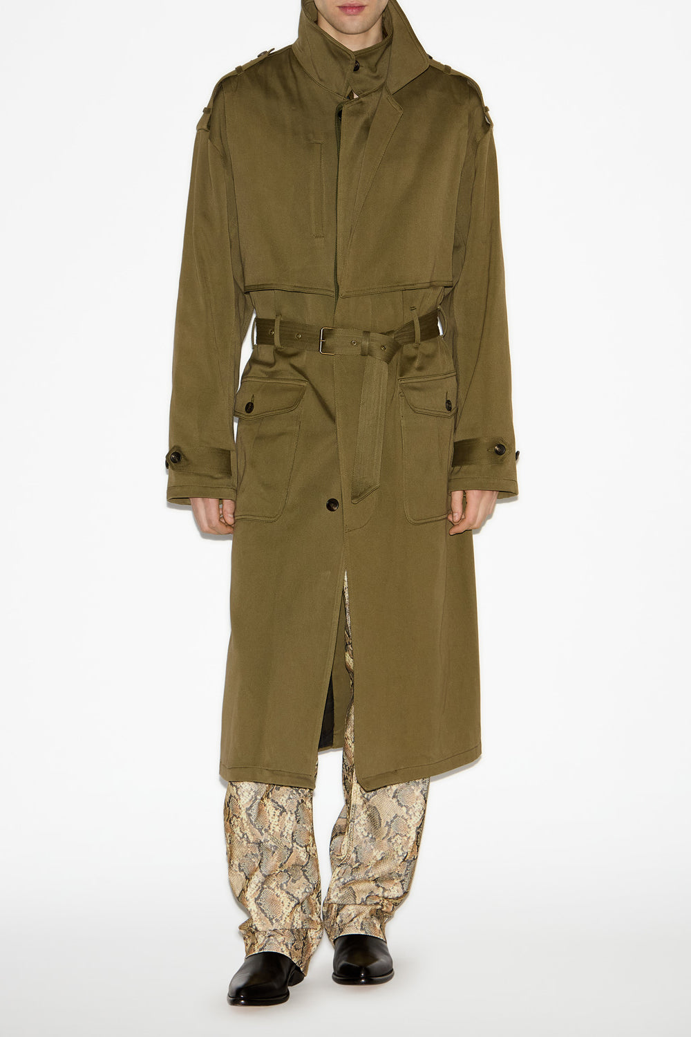 Tadao ロングコットン トレンチコート - ブロンズ - Man - 4