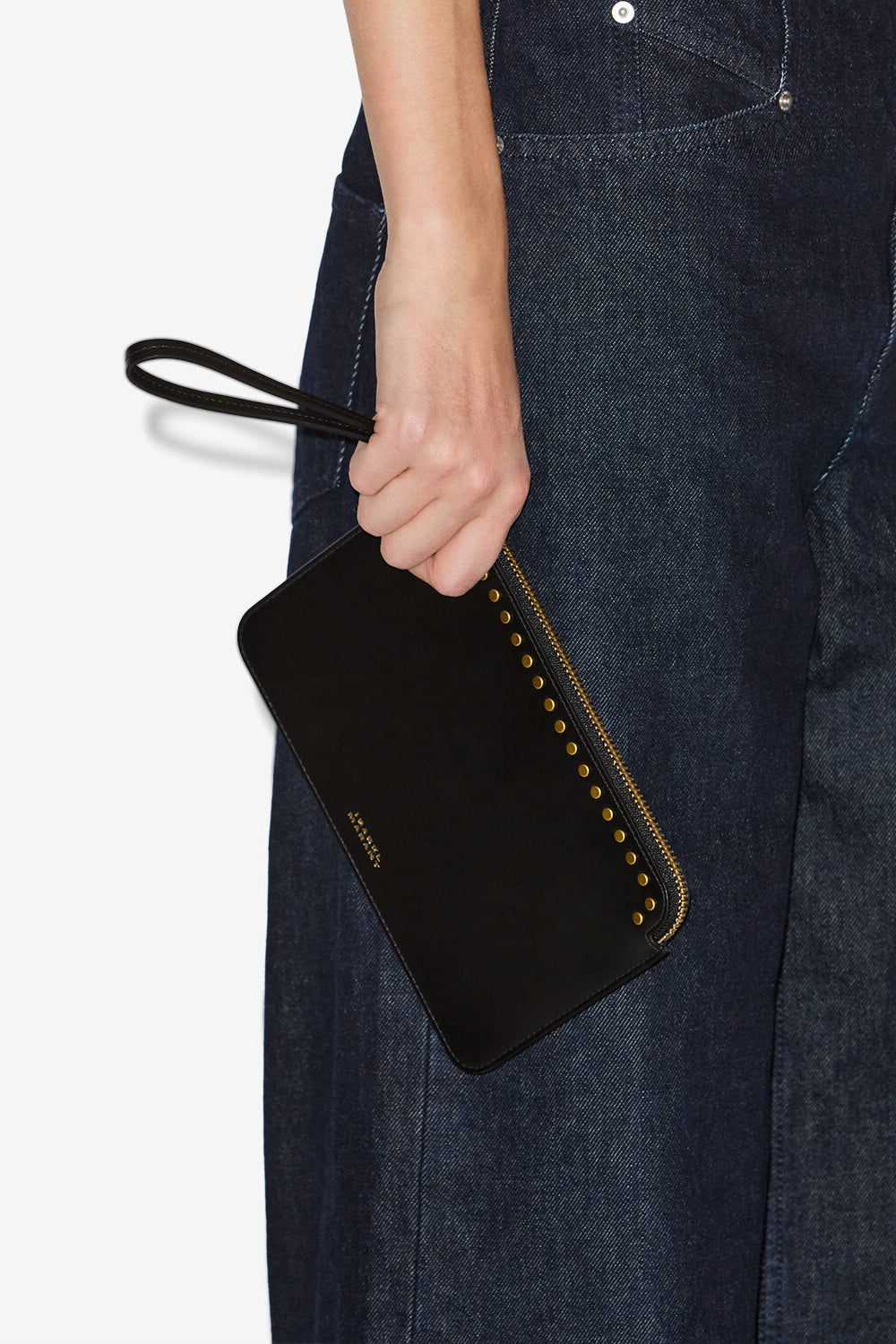 Flat pouch leather clutch bag - Black - Woman - 2