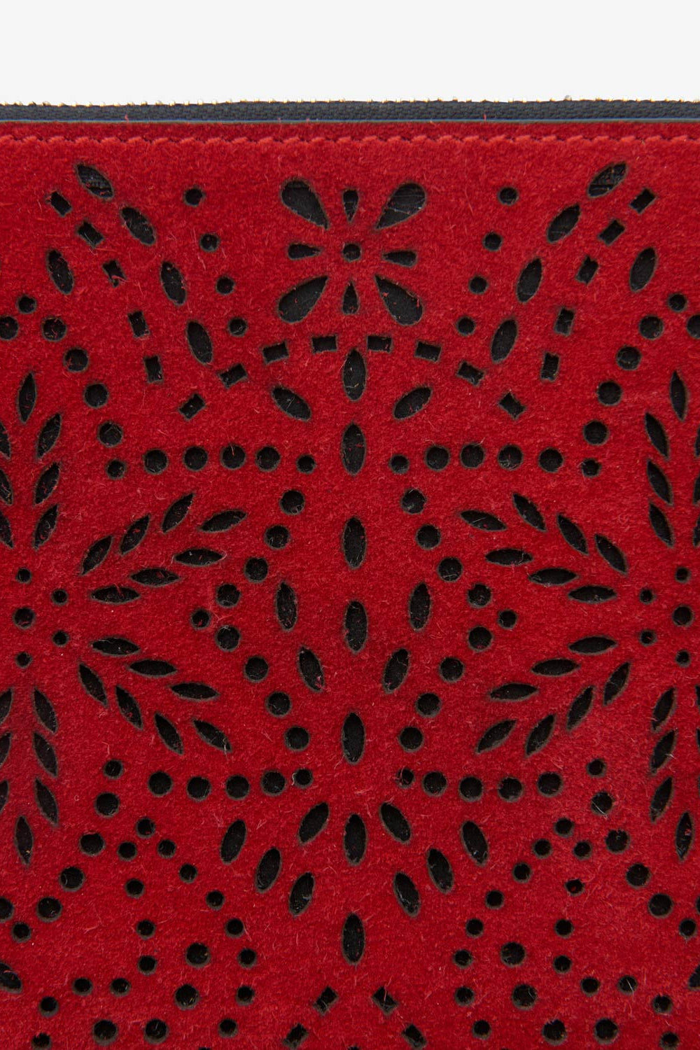 Flat pouch fringed leather clutch bag - Red - Woman - 3