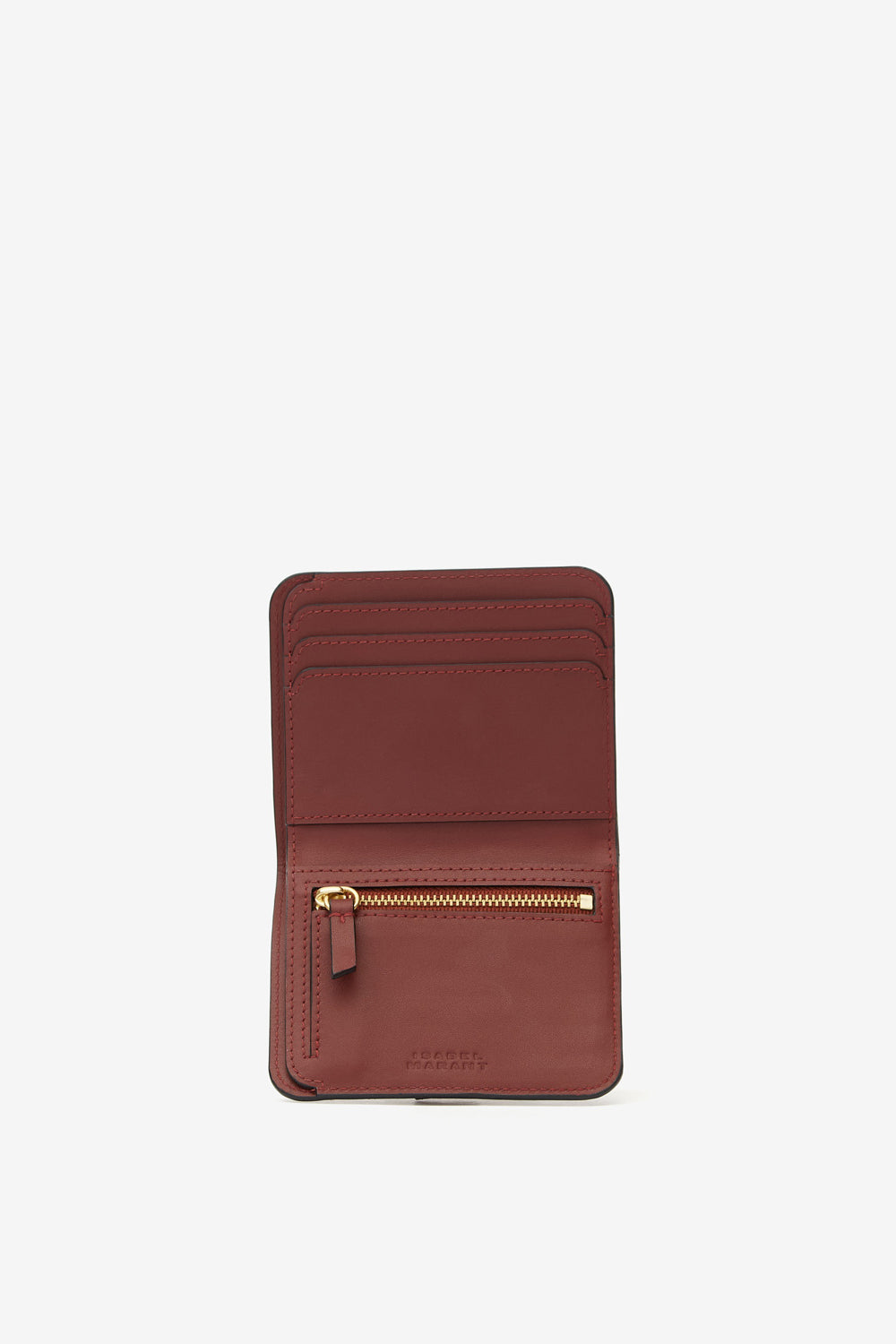 Oskan studded soft leather wallet - Burgundy - Woman - 3