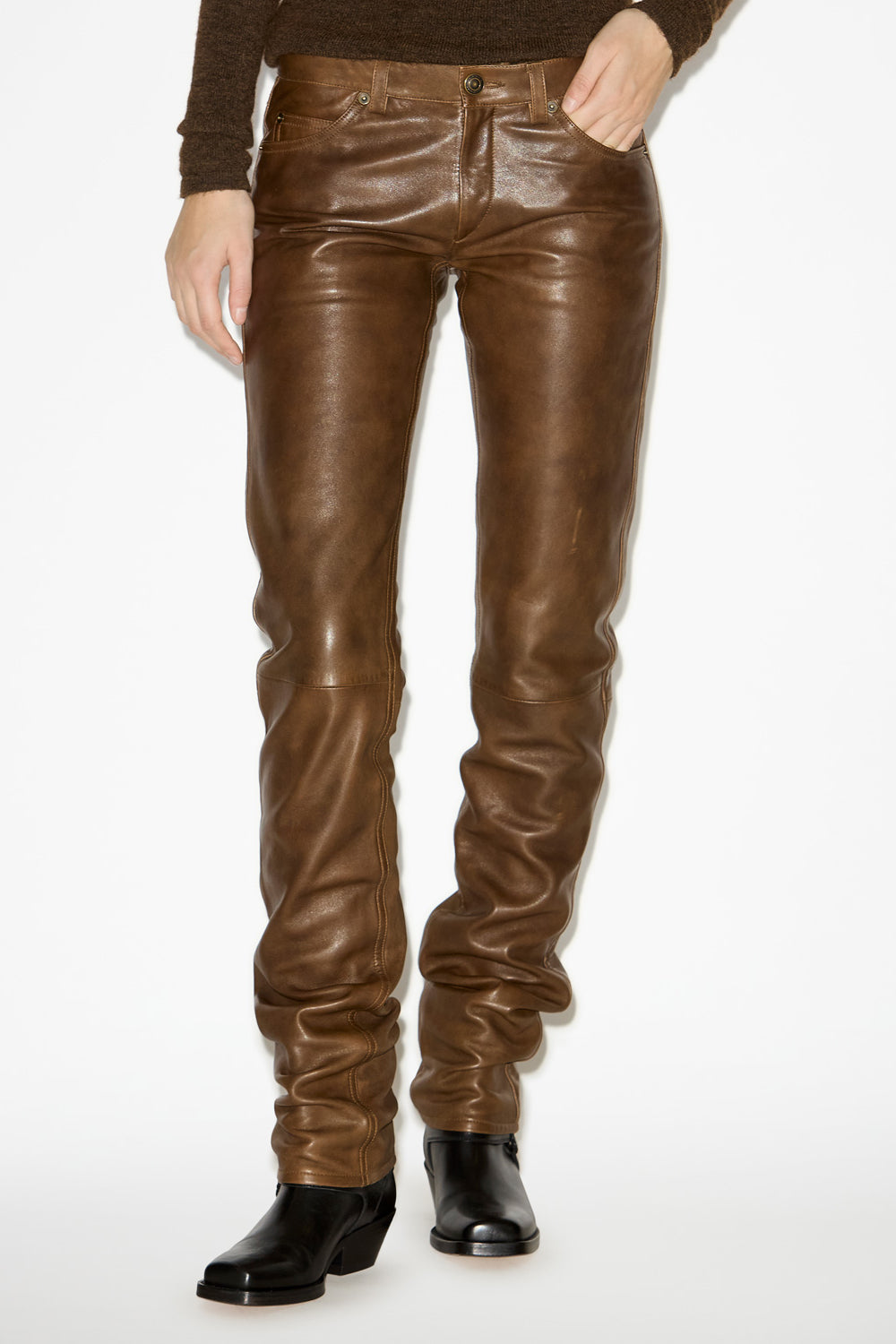 Dolena slim-fitting leather pants - Brown - Woman - 4