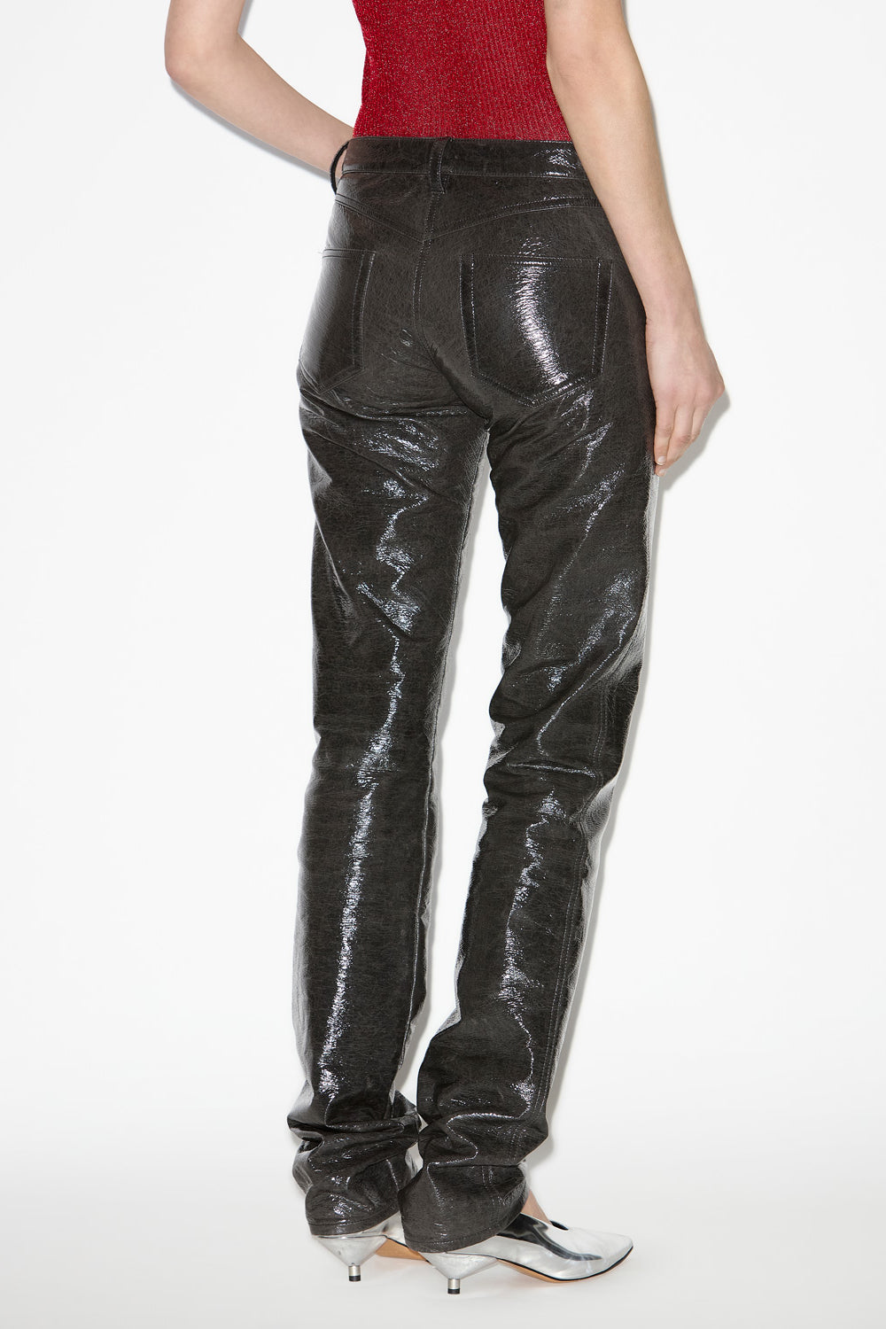 Lovis slim-fitting vinyl pants - Vintage grey - Woman - 5