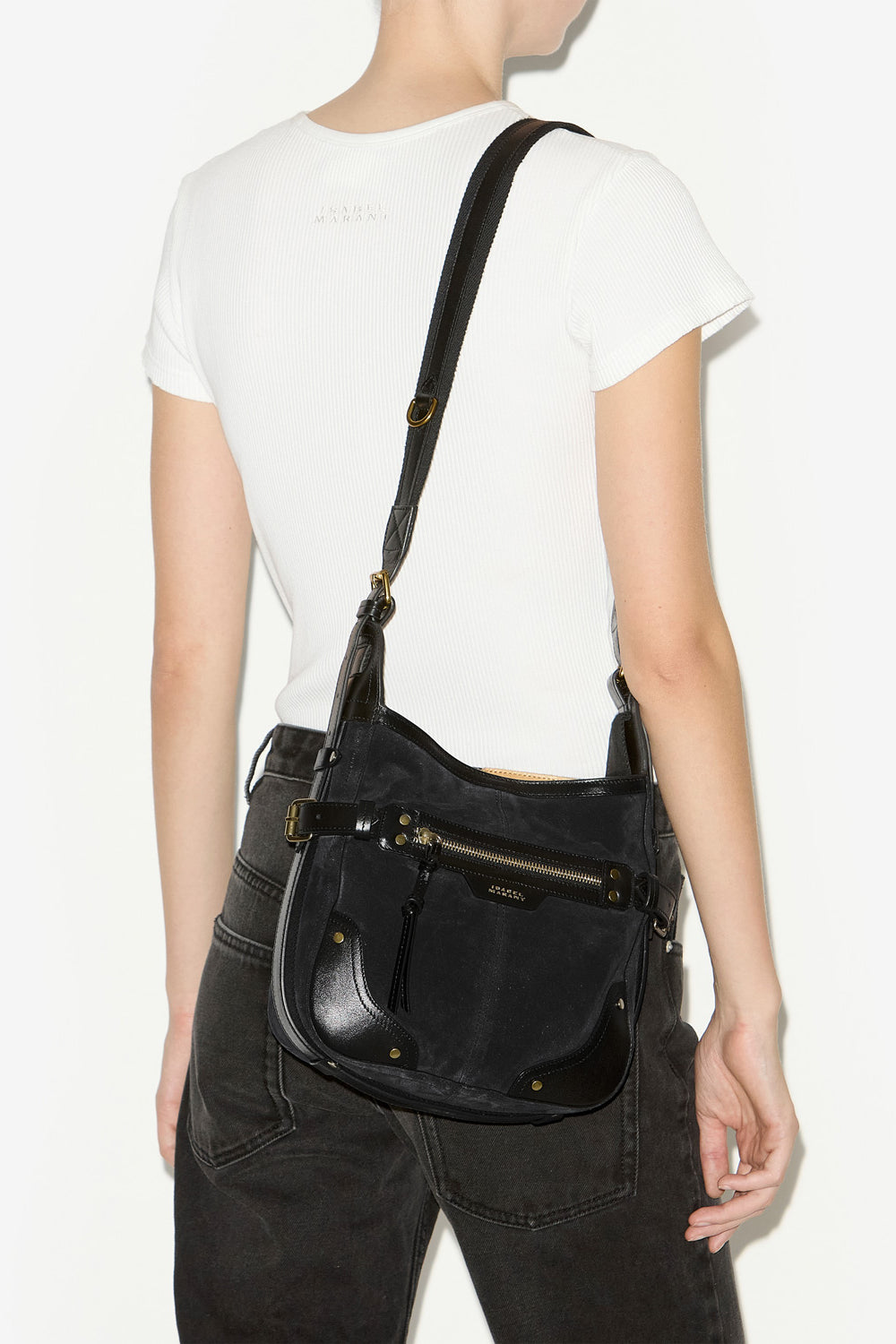 Sierra hobo s shoulder bag in suede leather - Black - Woman - 2