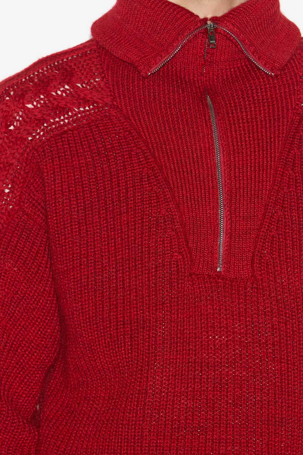 Jersey de canalé de lana y cuello alto lenz - Rojo - Man - 3