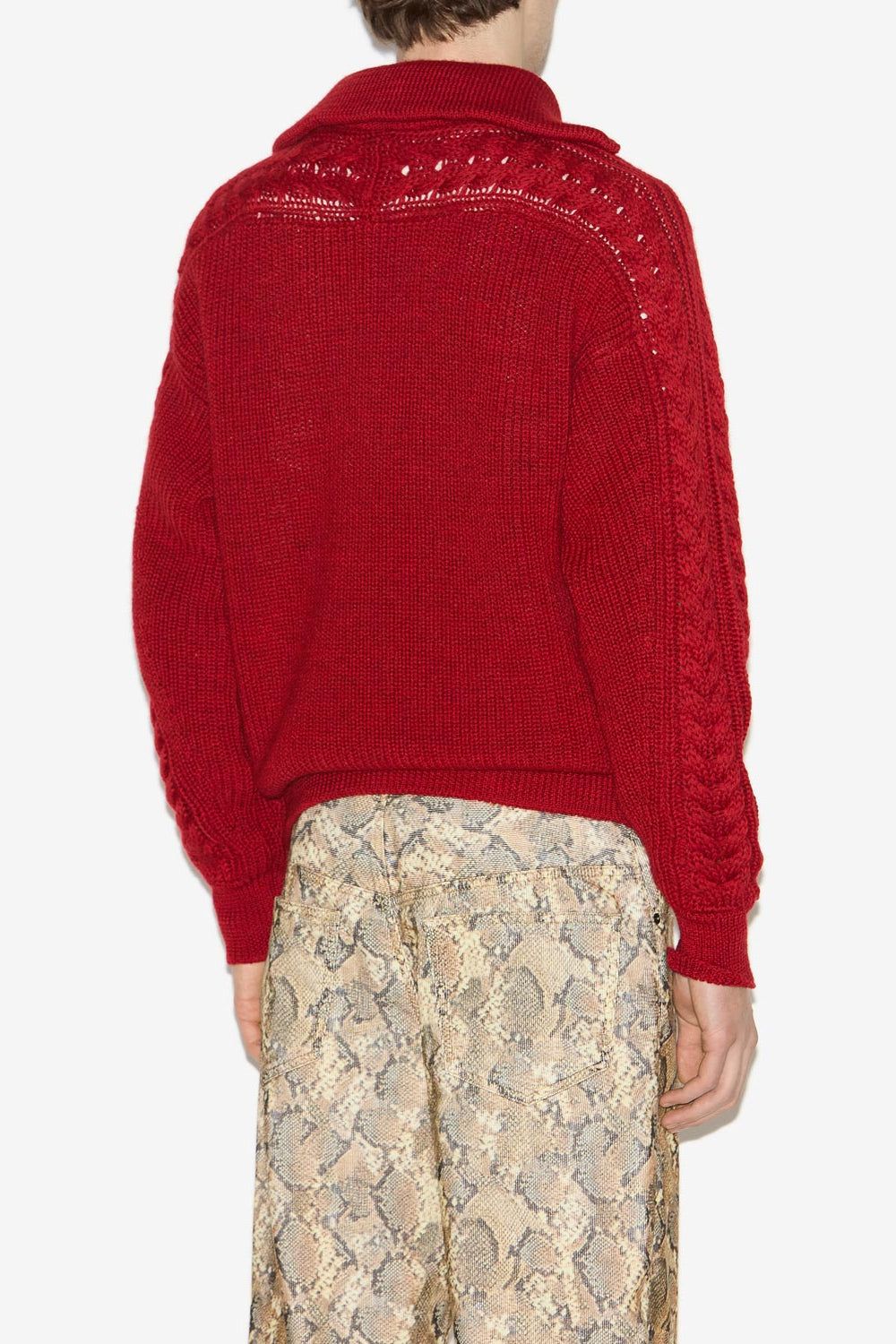 Jersey de canalé de lana y cuello alto lenz - Rojo - Man - 5