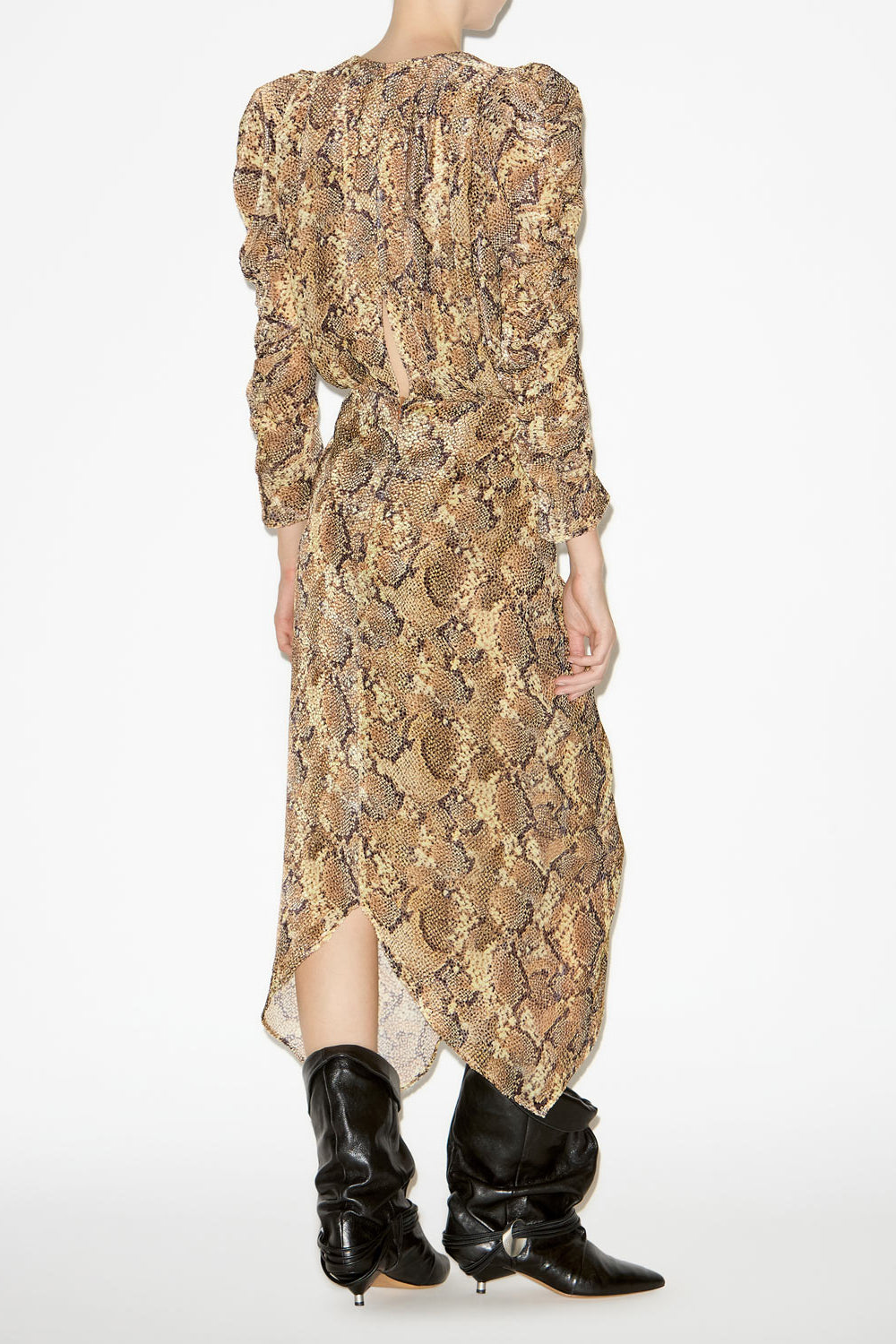 Nemil gathered burnout velvet dress - Sand - Woman - 4