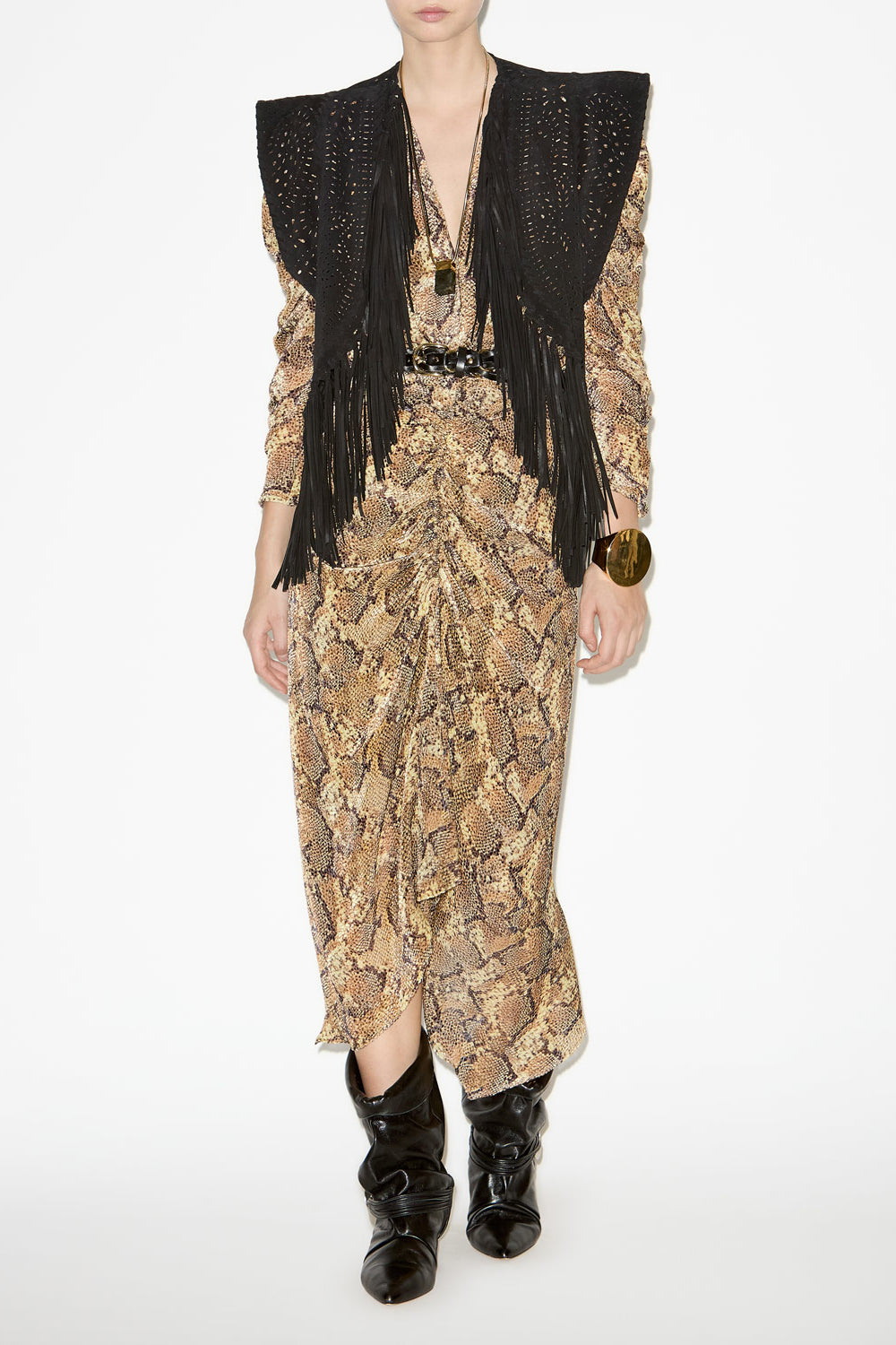 Nemil gathered burnout velvet dress - Sand - Woman - 2