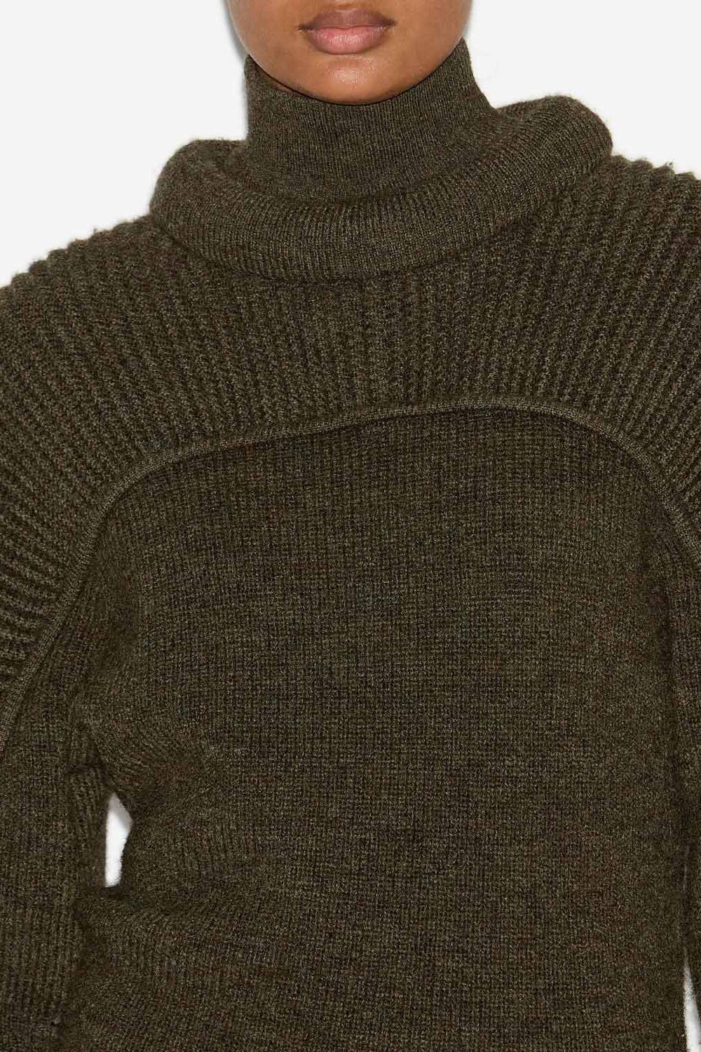 Hilde ribbed wool dress - Dark khaki - Woman - 3